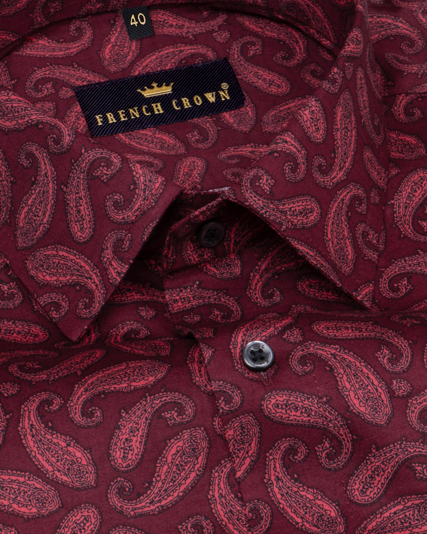 Cab Sav Red Paisley Printed Premium Satin Shirt 4669-BLK-39, 4669-BLK-H-39, 4669-BLK-40, 4669-BLK-H-40, 4669-BLK-42, 4669-BLK-H-42, 4669-BLK-H-48, 4669-BLK-50, 4669-BLK-H-50, 4669-BLK-52, 4669-BLK-H-52, 4669-BLK-38, 4669-BLK-H-38, 4669-BLK-H-46, 4669-BLK-44, 4669-BLK-H-44, 4669-BLK-46, 4669-BLK-48
