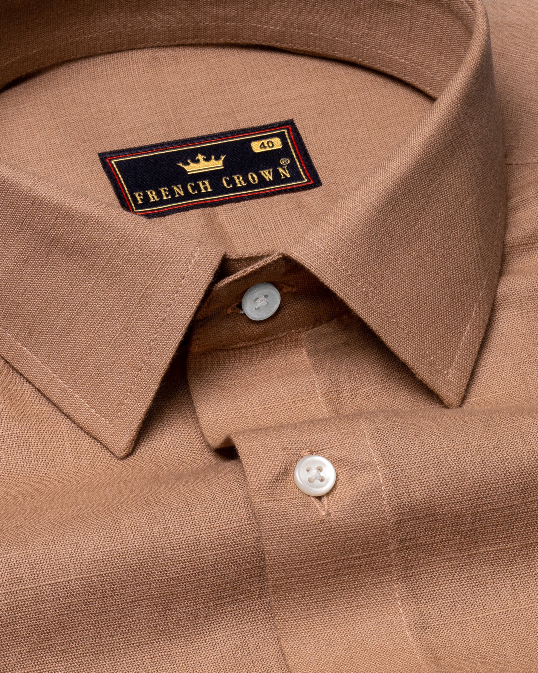 Sandal Brown Luxurious Linen Shirt 4698-38, 4698-H-38, 4698-39, 4698-H-39, 4698-40, 4698-H-40, 4698-42, 4698-H-42, 4698-44, 4698-H-46, 4698-48, 4698-H-48, 4698-50, 4698-H-50, 4698-52, 4698-H-52, 4698-H-44, 4698-46