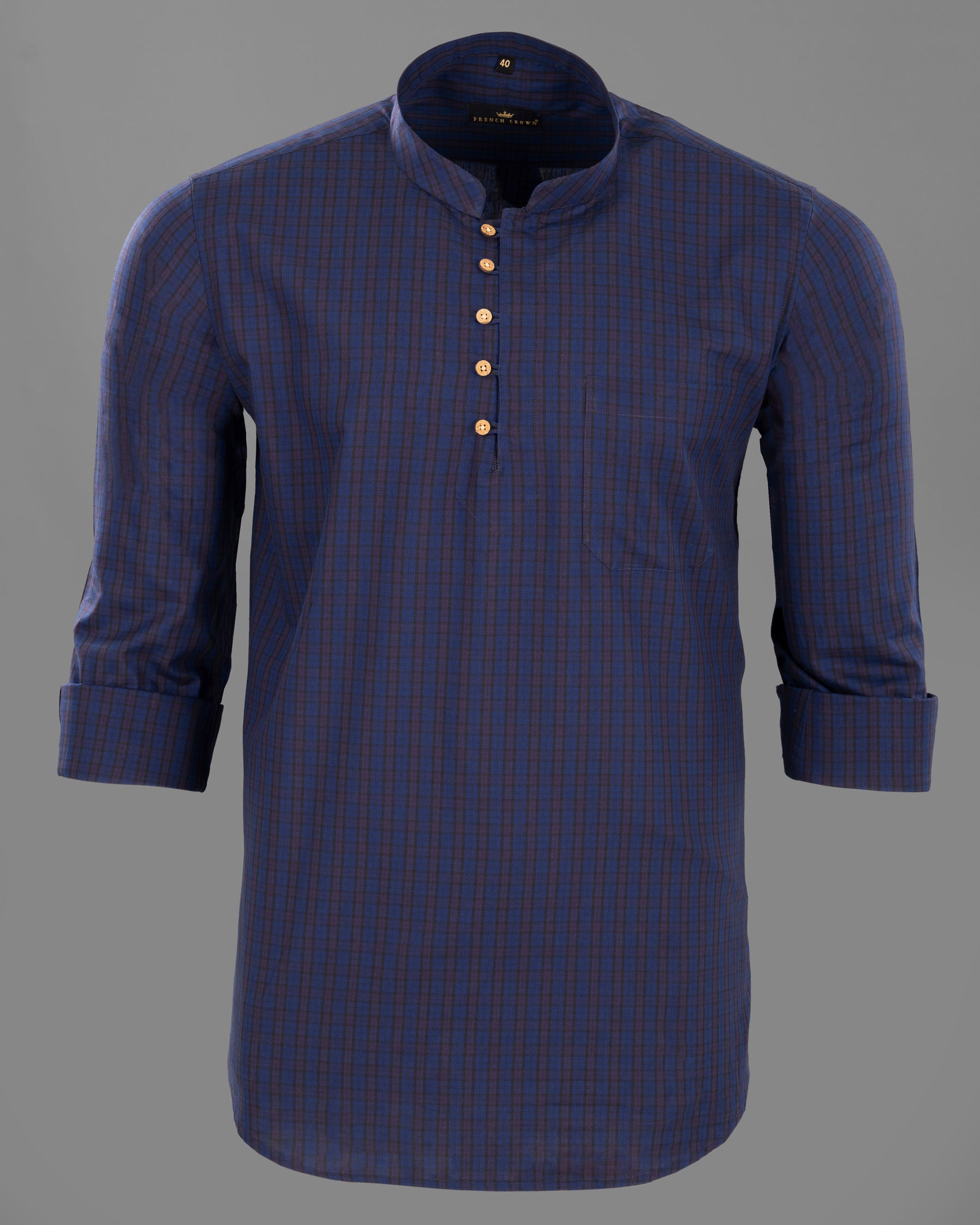 East Bay Blue Plaid Premium Cotton Kurta Style Shirt 4878-KS-38, 4878-KS-H-38, 4878-KS-39, 4878-KS-H-39, 4878-KS-40, 4878-KS-H-40, 4878-KS-42, 4878-KS-H-42, 4878-KS-44, 4878-KS-H-44, 4878-KS-46, 4878-KS-H-46, 4878-KS-48, 4878-KS-H-48, 4878-KS-50, 4878-KS-H-50, 4878-KS-52, 4878-KS-H-52