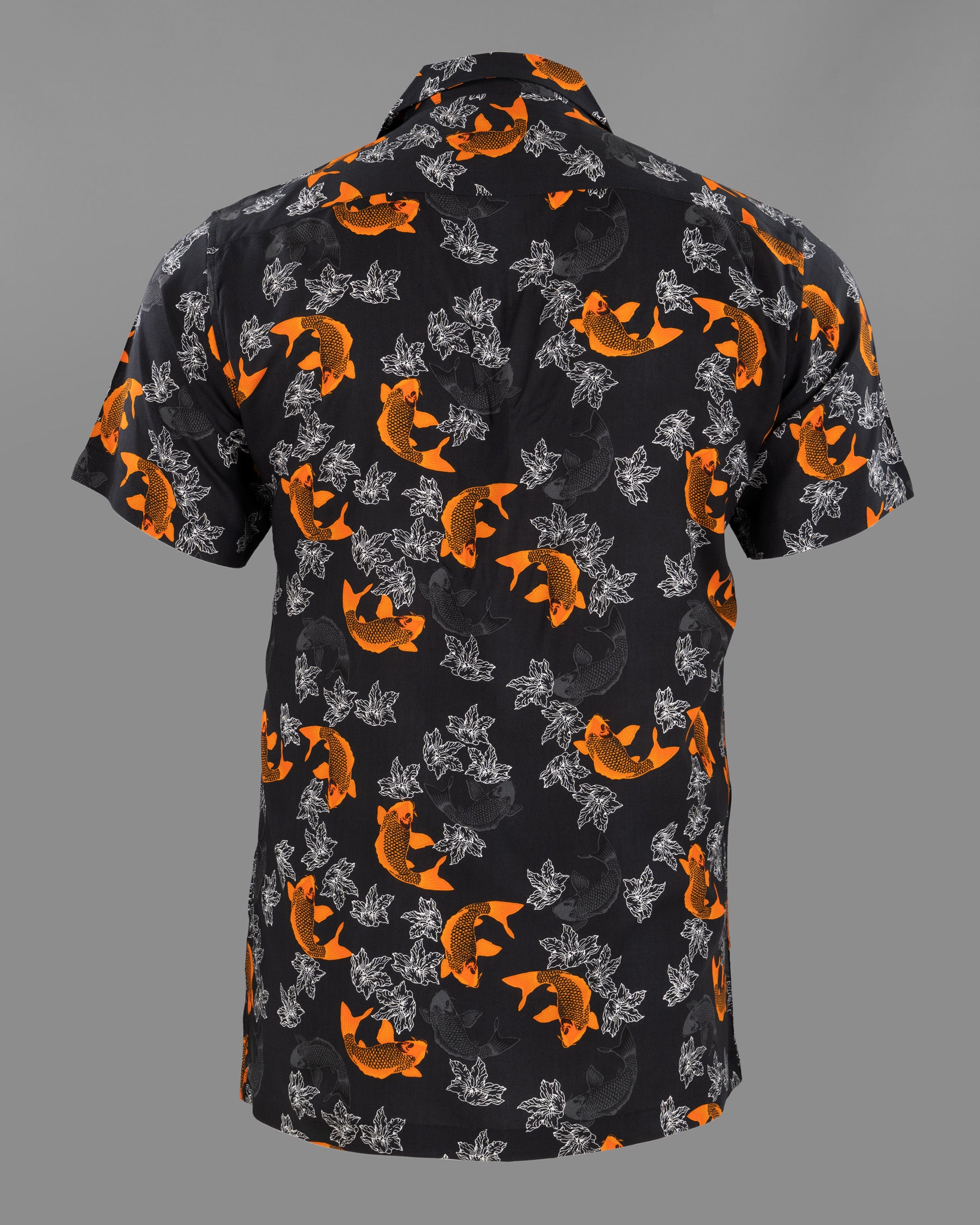 Jade Black Fish and Flower Printed Tencel Shirt 4908-CC-H-38, 4908-CC-H-39, 4908-CC-H-40, 4908-CC-H-42, 4908-CC-H-46, 4908-CC-H-50, 4908-CC-H-48, 4908-CC-H-52, 4908-CC-H-44