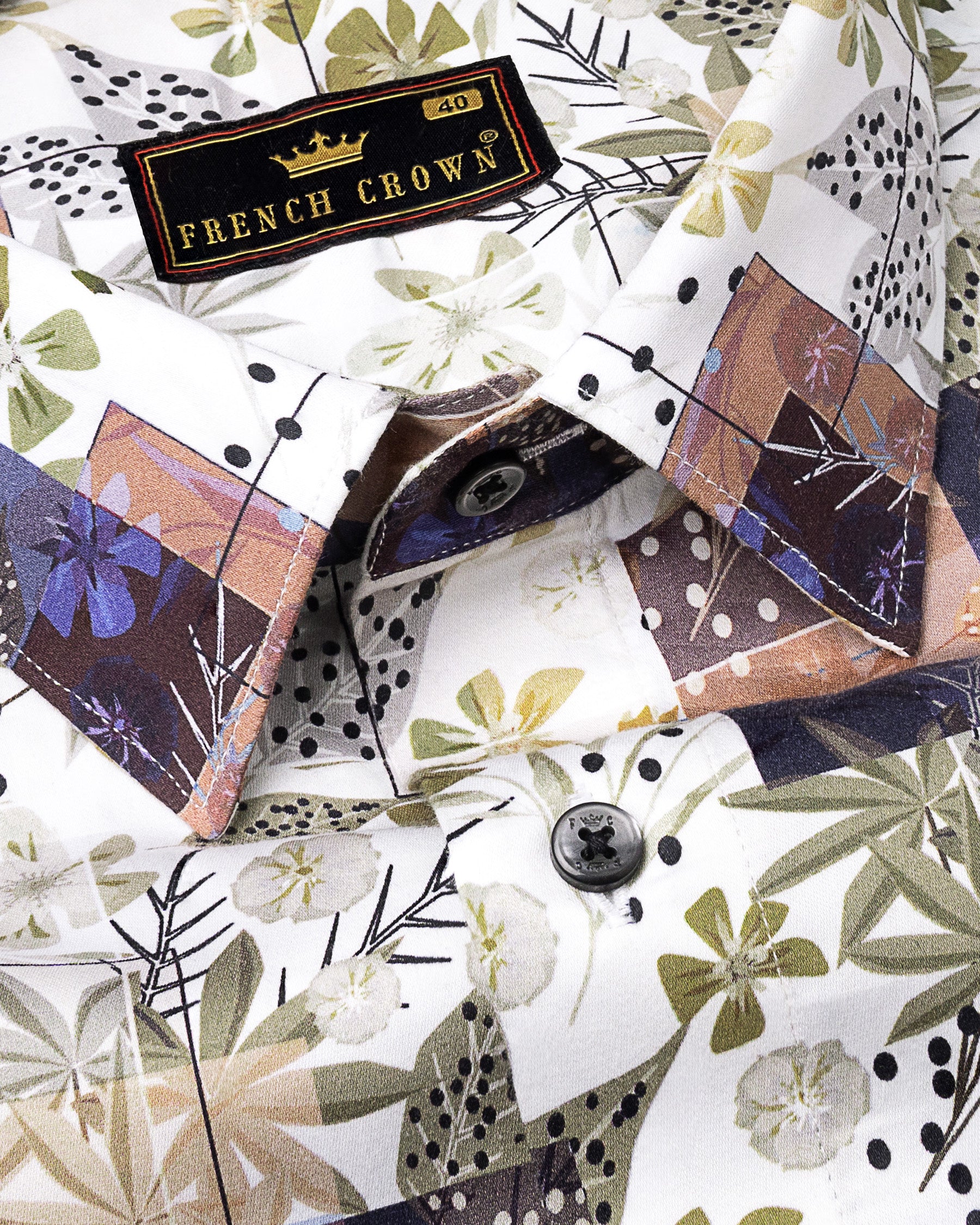 Multicolour Leaves Printed Premium Cotton Shirt