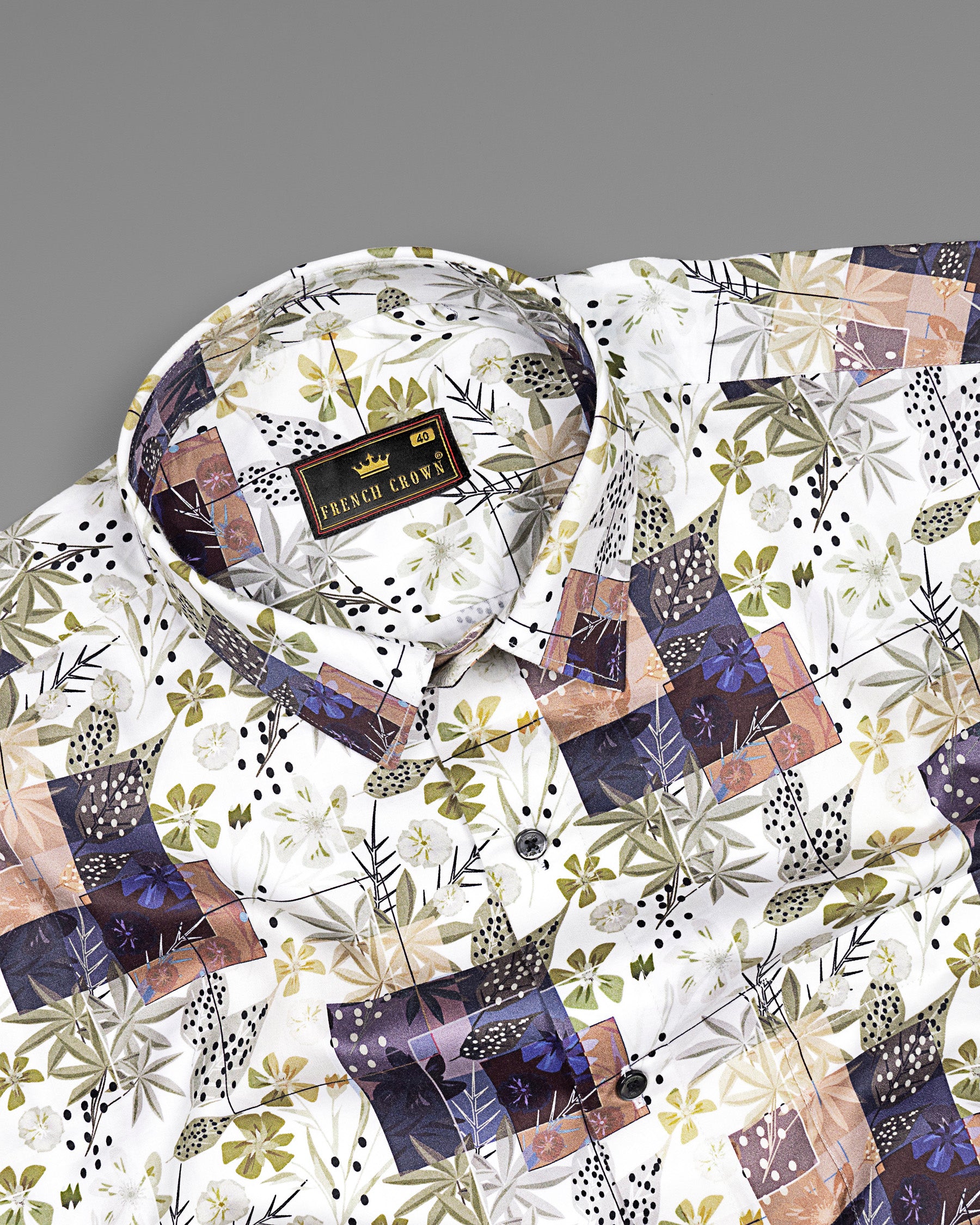 Multicolour Leaves Printed Premium Cotton Shirt
