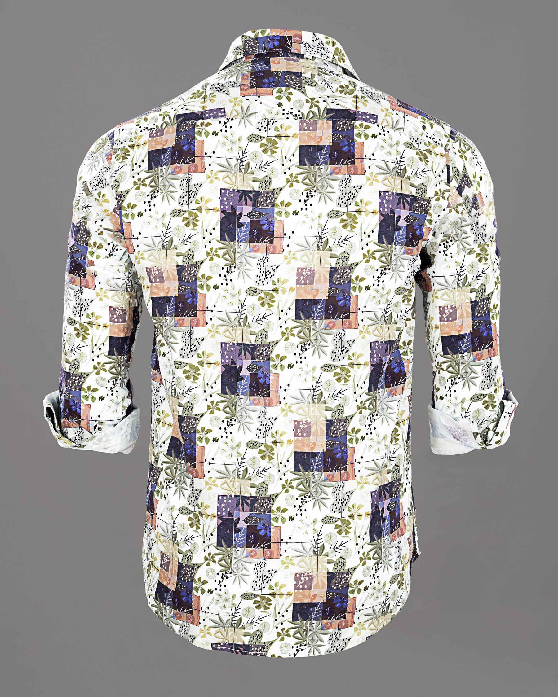 Multicolour Leaves Printed Premium Cotton Shirt