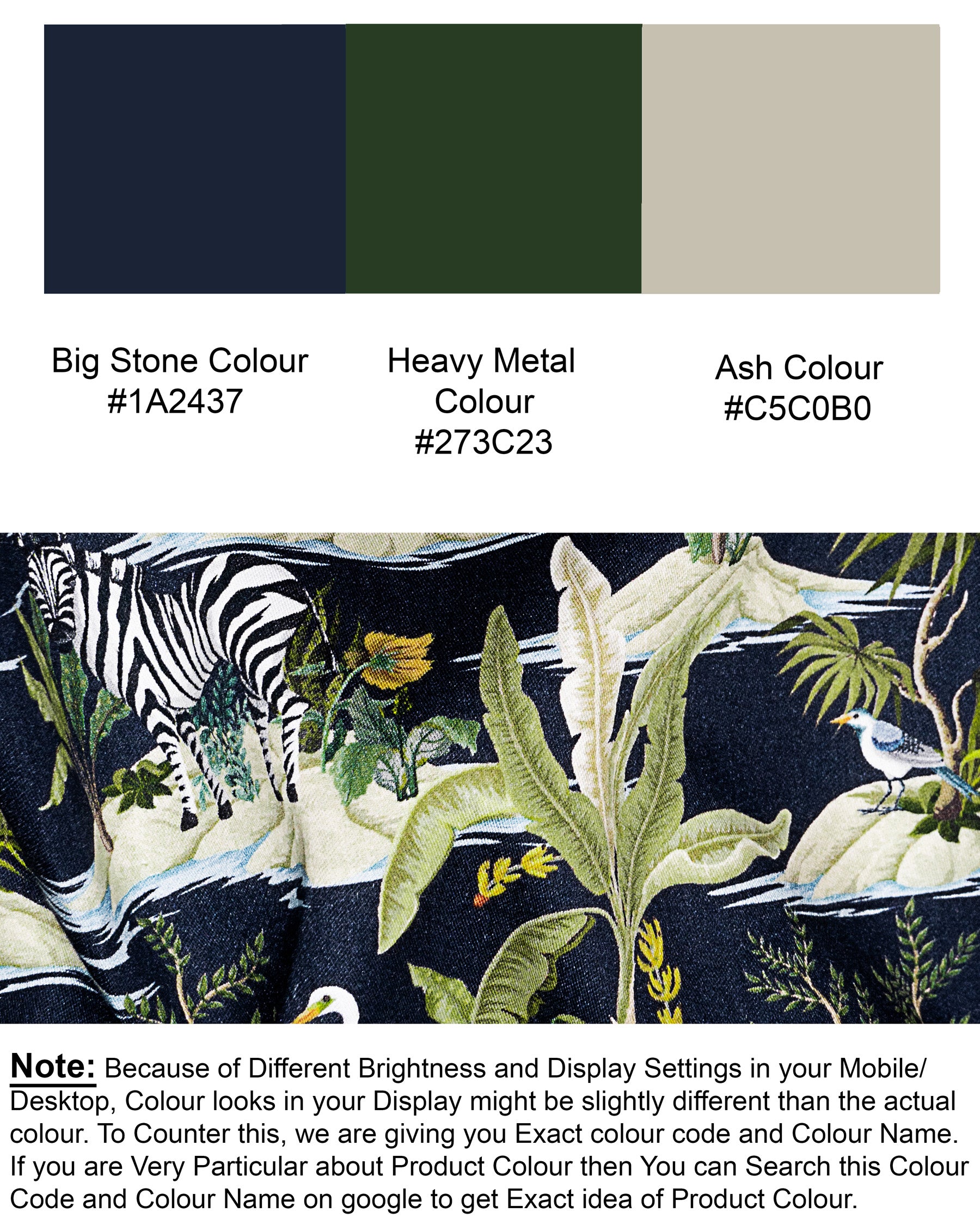 Navy Jungle Art Print Premium Cotton Shirt