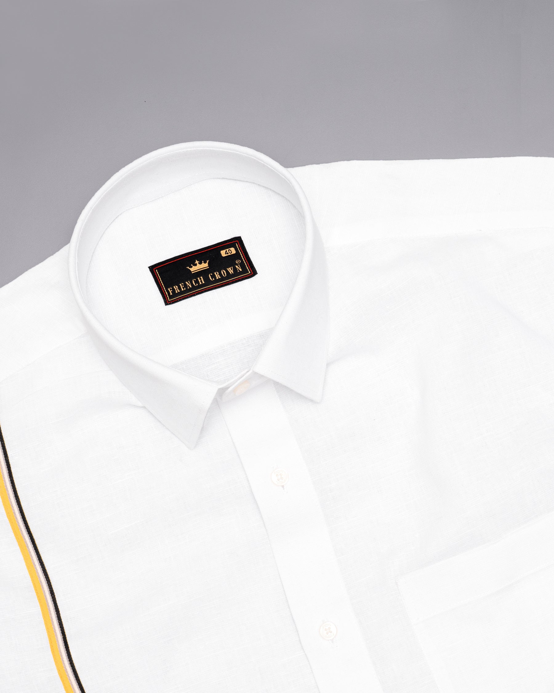 Bright White with Salomie and Black Triple Piping Luxurious Linen Shirt 4948-P52-38, 4948-P52-H-38, 4948-P52-39, 4948-P52-H-39, 4948-P52-40, 4948-P52-H-40, 4948-P52-42, 4948-P52-H-42, 4948-P52-44, 4948-P52-H-44, 4948-P52-46, 4948-P52-H-46, 4948-P52-48, 4948-P52-H-48, 4948-P52-50, 4948-P52-H-50, 4948-P52-52, 4948-P52-H-52