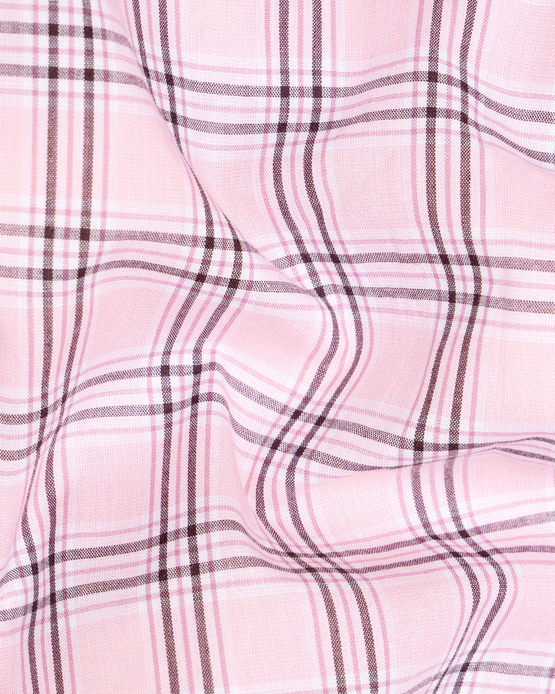 Pastel Pink with Tawny Port Brown Plaid Premium Cotton Shirt
