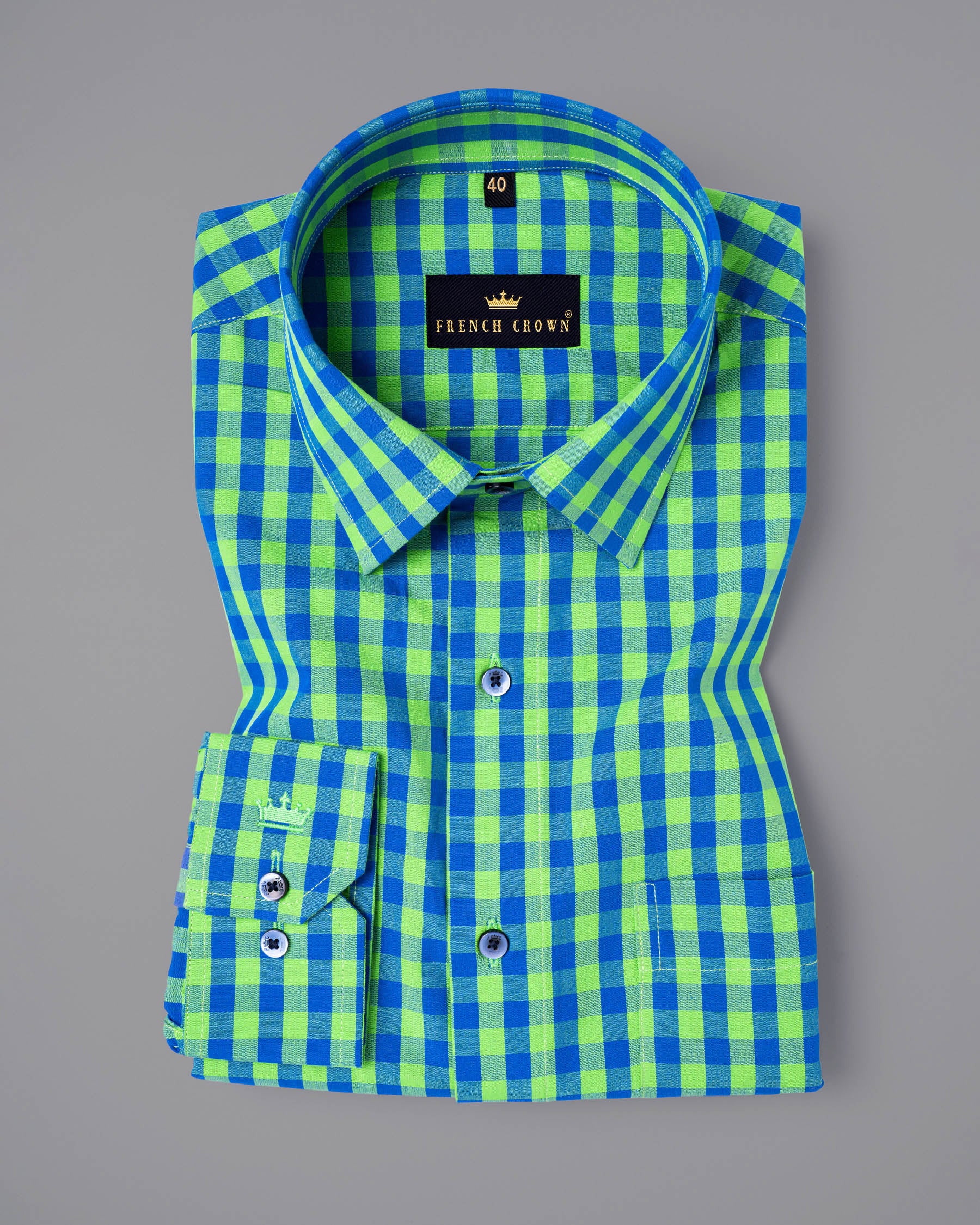 Screamin’ Green and Smalt Blue Premium Cotton Shirt