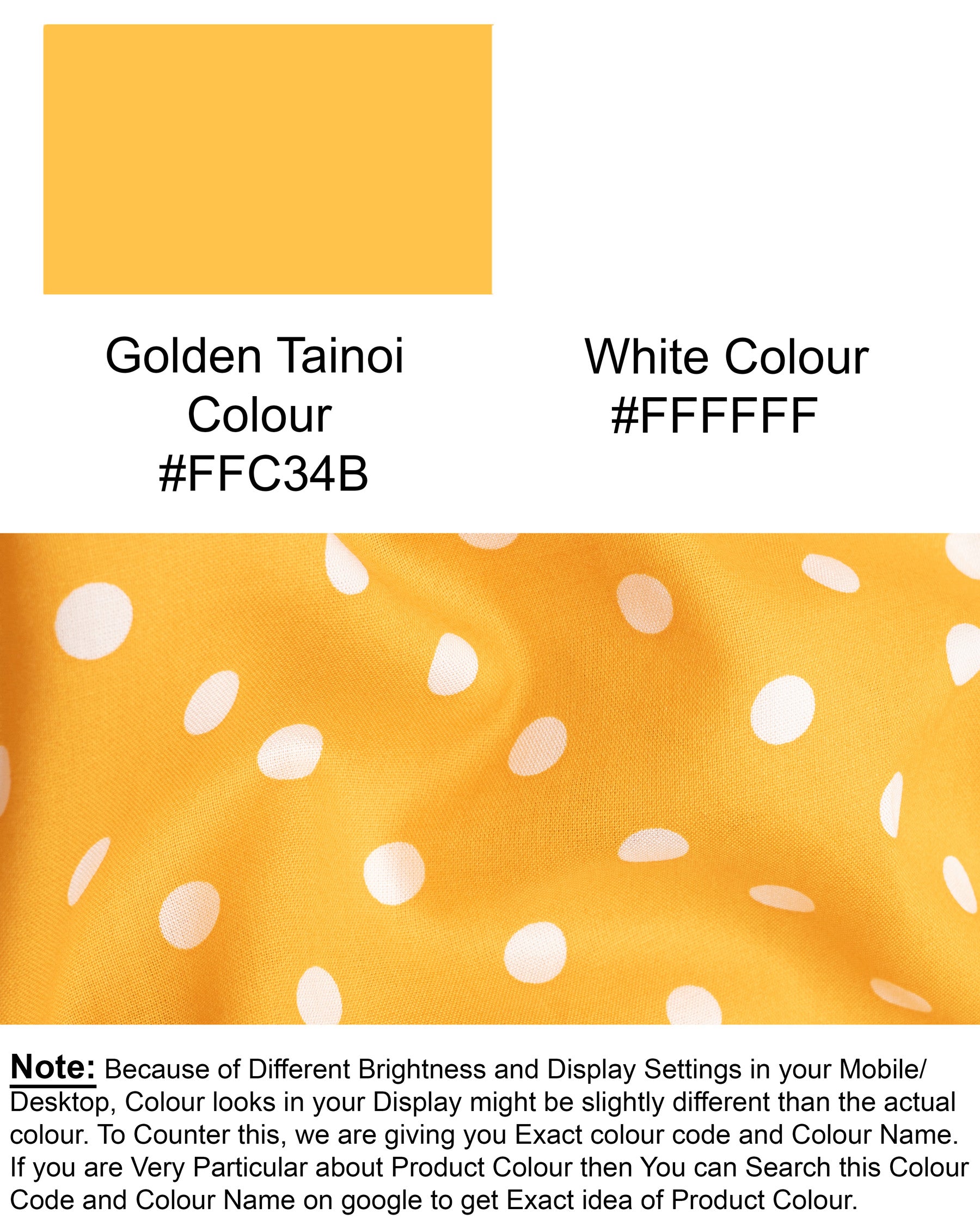 Golden Tainoi Yellow Polka Dots Tencel Kurta Style Beach Shirt