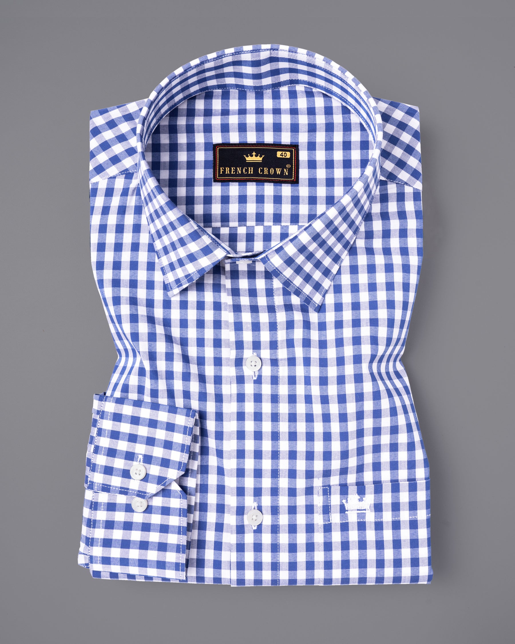 Blue with White Gingham checked Premium Cotton shirt 4978-38,4978-H-38,4978-39,4978-H-39,4978-40,4978-H-40,4978-42,4978-H-42,4978-44,4978-H-44,4978-46,4978-H-46,4978-48,4978-H-48,4978-50,4978-H-50,4978-52,4978-H-52