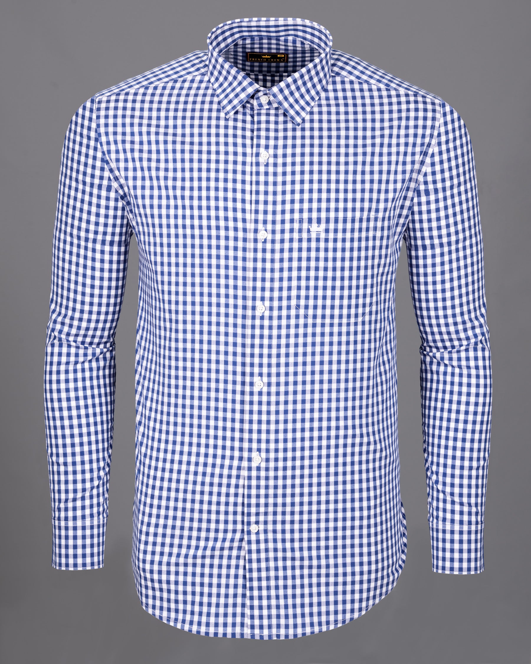 Blue with White Gingham checked Premium Cotton shirt