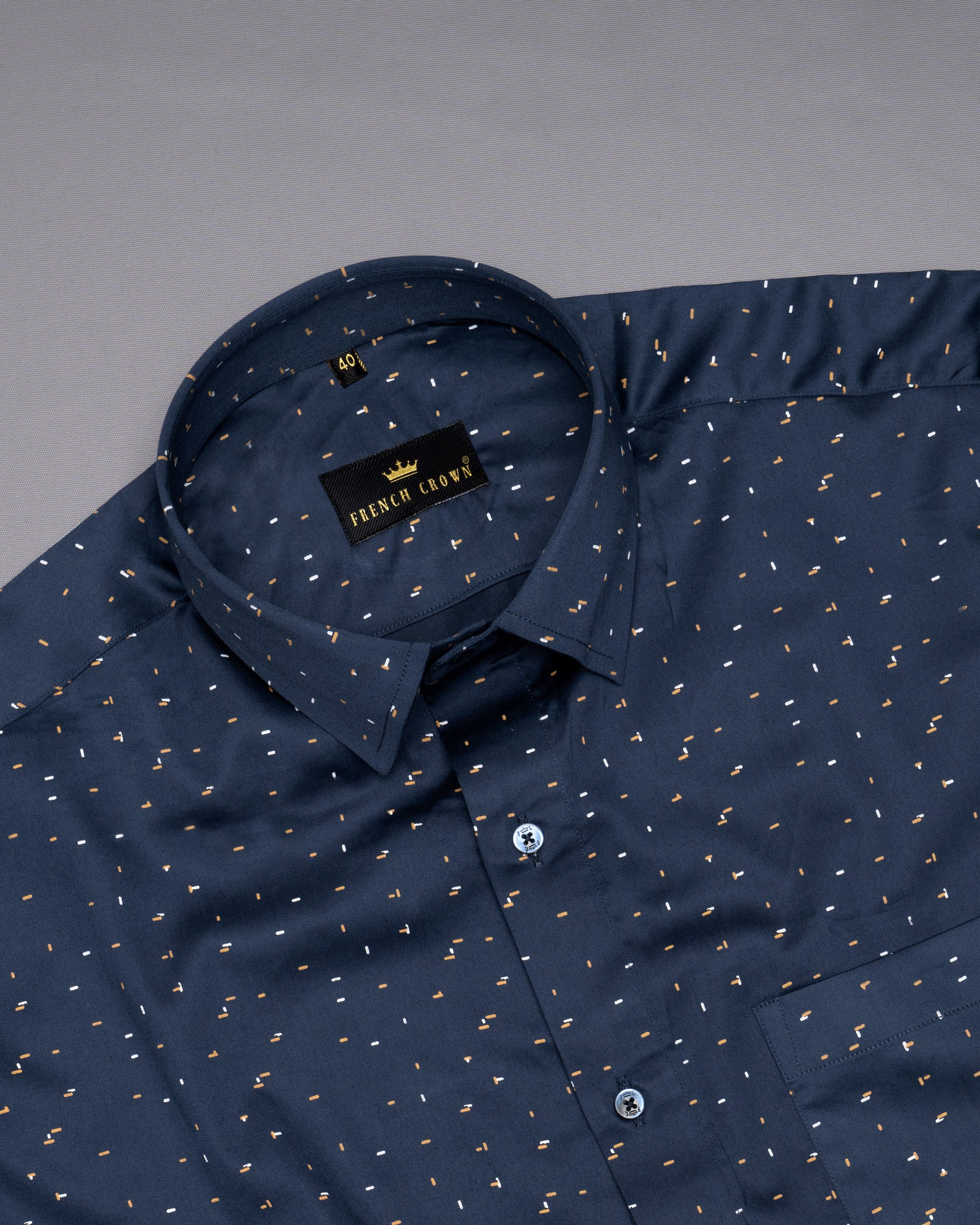 Navy Printed Premium Cotton shirt