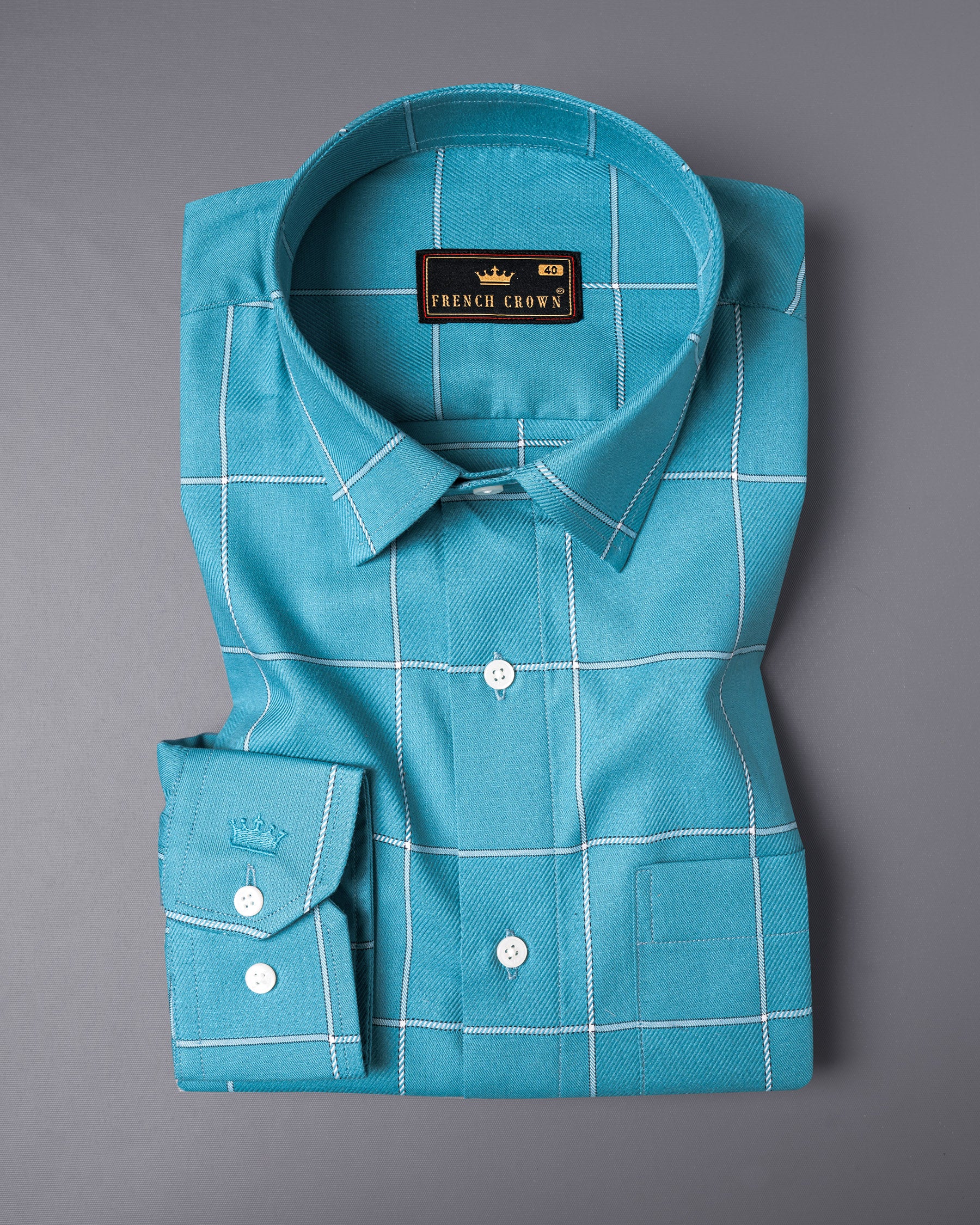 Viking Blue Twill Windowpane Premium Cotton Shirt 5118-38, 5118-H-38, 5118-39, 5118-H-39, 5118-40, 5118-H-40, 5118-42, 5118-H-42, 5118-44, 5118-H-44, 5118-46, 5118-H-46, 5118-48, 5118-H-48, 5118-50, 5118-H-50, 5118-52, 5118-H-52
