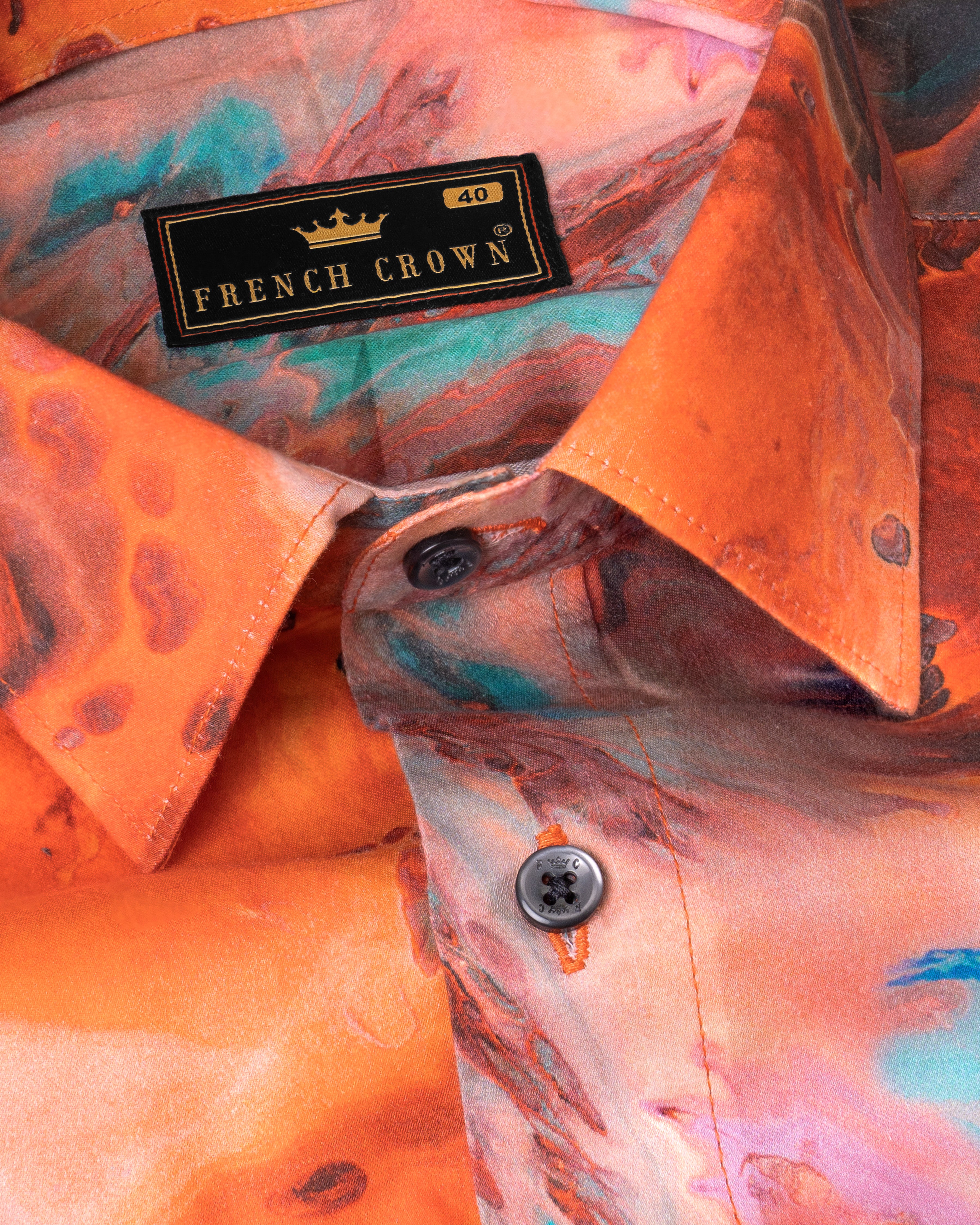 Coral Orange Fluid Printed Premium Cotton Shirt 5194-BLK-38, 5194-BLK-H-38, 5194-BLK-39, 5194-BLK-H-39, 5194-BLK-40, 5194-BLK-H-40, 5194-BLK-42, 5194-BLK-H-42, 5194-BLK-44, 5194-BLK-H-44, 5194-BLK-46, 5194-BLK-H-46, 5194-BLK-48, 5194-BLK-H-48, 5194-BLK-50, 5194-BLK-H-50, 5194-BLK-52, 5194-BLK-H-52