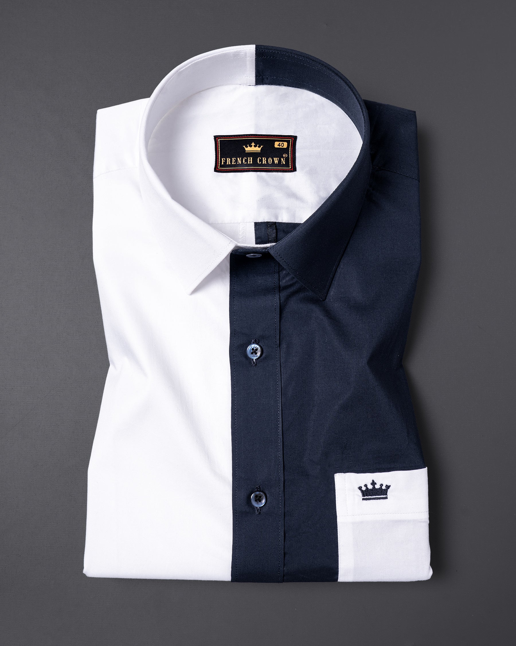 Bright White with navy Patterned Premium Cotton Shirt 5202-BLE-P80-H-38, 5202-BLE-P80-H-39, 5202-BLE-P80-H-40, 5202-BLE-P80-H-42, 5202-BLE-P80-H-44, 5202-BLE-P80-H-46, 5202-BLE-P80-H-48, 5202-BLE-P80-H-50, 5202-BLE-P80-H-52