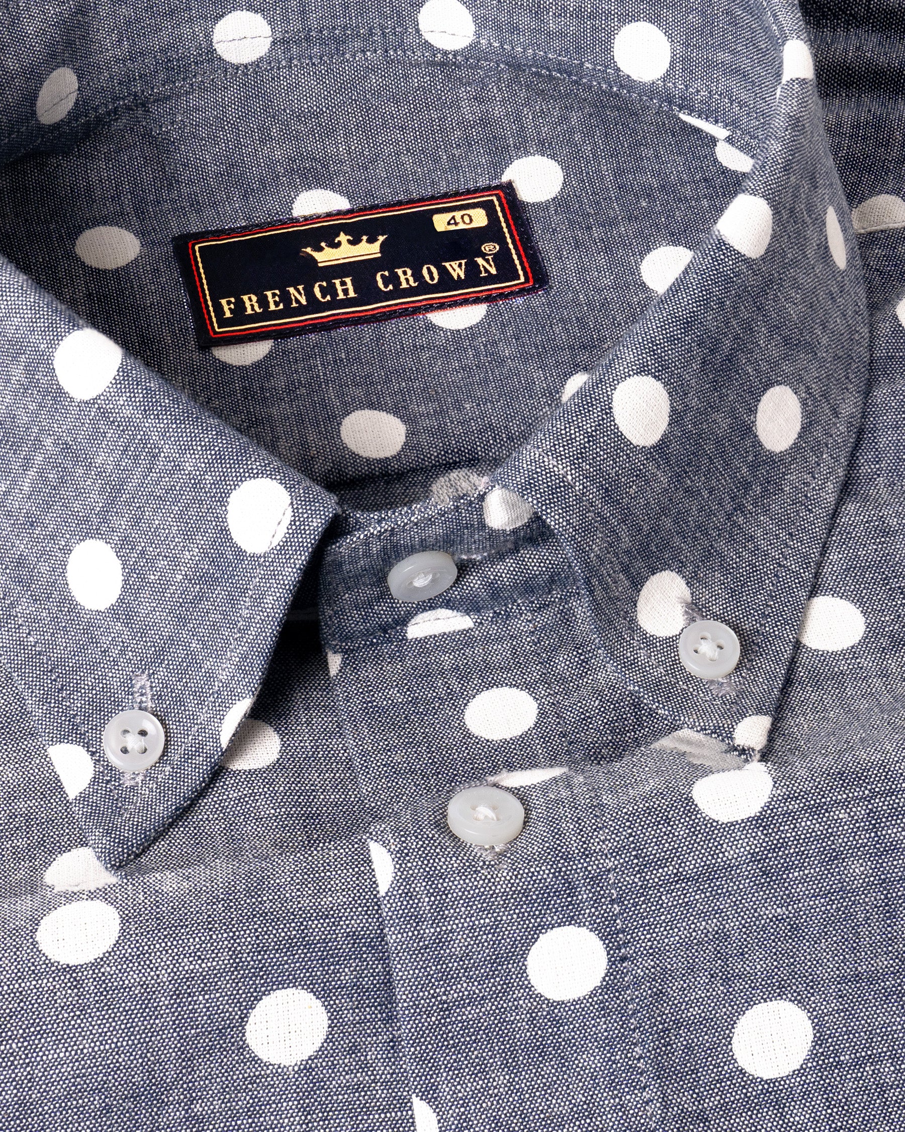 Denim Gray Polka Dotted Chambray Premium Cotton Shirt 5332-BD-38, 5332-BD-H-38, 5332-BD-39, 5332-BD-H-39, 5332-BD-40, 5332-BD-H-40, 5332-BD-42, 5332-BD-H-42, 5332-BD-44, 5332-BD-H-44, 5332-BD-46, 5332-BD-H-46, 5332-BD-48, 5332-BD-H-48, 5332-BD-50, 5332-BD-H-50, 5332-BD-52, 5332-BD-H-52