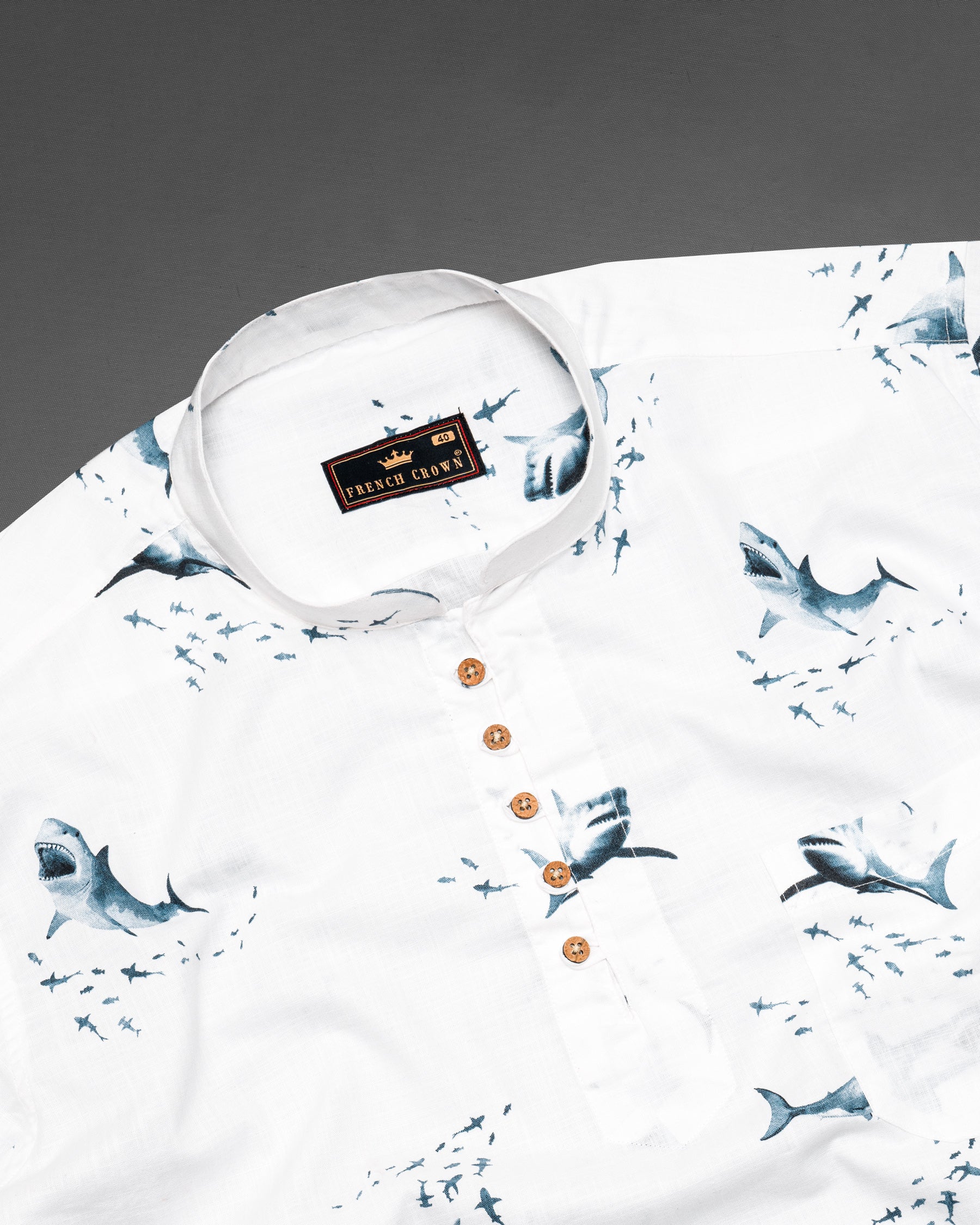 Bright White Shark Printed Luxurious Linen Shirt 5391-KS-38, 5391-KS-H-38, 5391-KS-39, 5391-KS-H-39, 5391-KS-40, 5391-KS-H-40, 5391-KS-42, 5391-KS-H-42, 5391-KS-44, 5391-KS-H-44, 5391-KS-46, 5391-KS-H-46, 5391-KS-48, 5391-KS-H-48, 5391-KS-50, 5391-KS-H-50, 5391-KS-52, 5391-KS-H-52