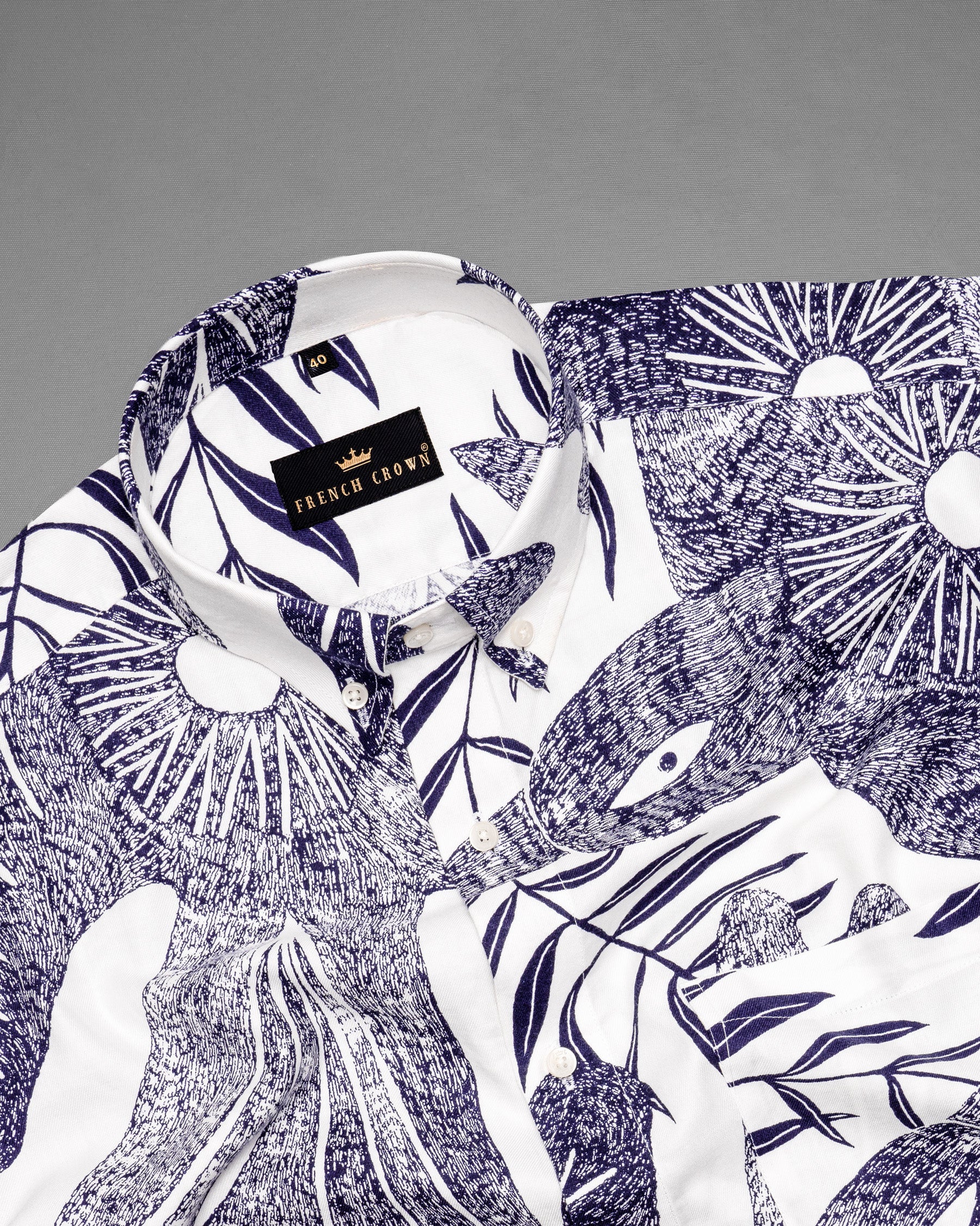 Bright White and Minsk Blue Giant Bird Printed Premium Cotton Shirt 5440-BD-38, 5440-BD-H-38, 5440-BD-39, 5440-BD-H-39, 5440-BD-40, 5440-BD-H-40, 5440-BD-42, 5440-BD-H-42, 5440-BD-44, 5440-BD-H-44, 5440-BD-46, 5440-BD-H-46, 5440-BD-48, 5440-BD-H-48, 5440-BD-50, 5440-BD-H-50, 5440-BD-52, 5440-BD-H-52