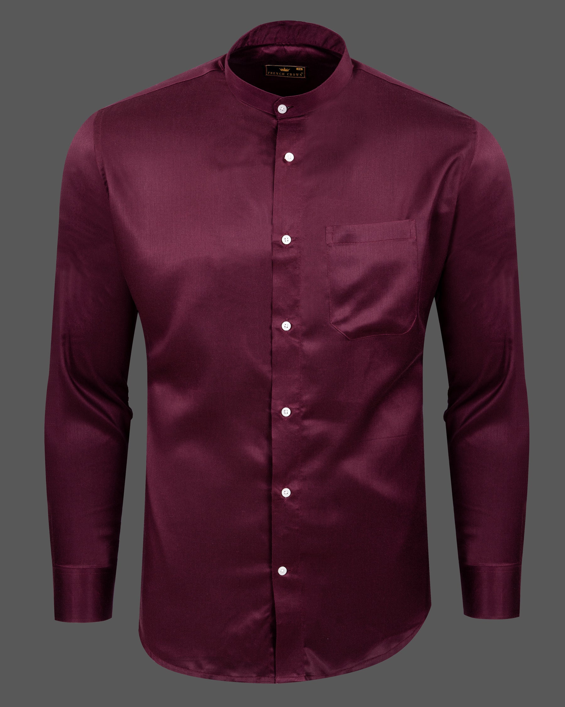 Burgundy Mandarin Collar Tencel Shirt 5625-M-38, 5625-M-H-38, 5625-M-39, 5625-M-H-39, 5625-M-40, 5625-M-H-40, 5625-M-42, 5625-M-H-42, 5625-M-44, 5625-M-H-44, 5625-M-46, 5625-M-H-46, 5625-M-48, 5625-M-H-48, 5625-M-50, 5625-M-H-50, 5625-M-52, 5625-M-H-52
