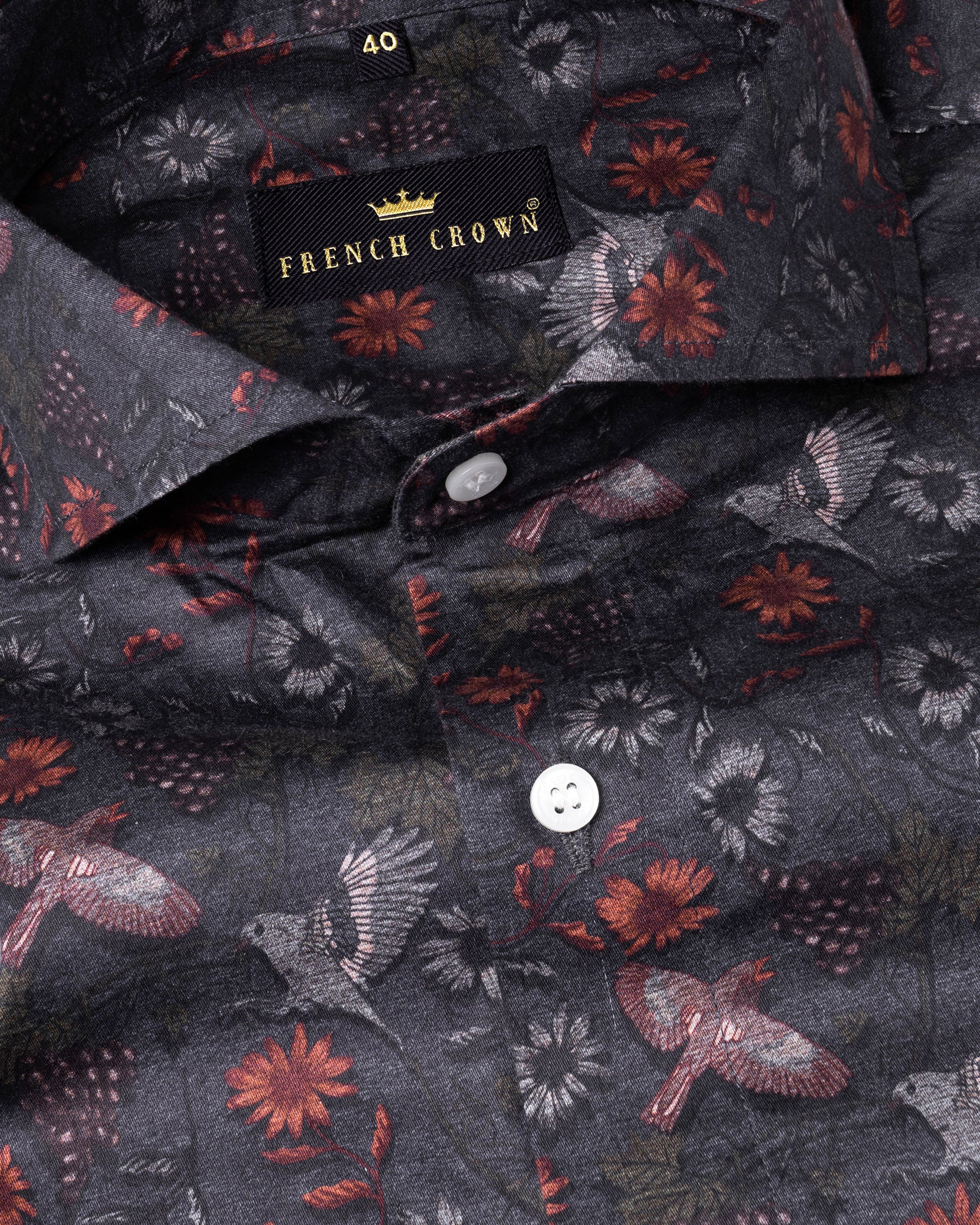 Ninja Black with Birds Printed Super Soft Premium Cotton Shirt 5724-CA-38, 5724-CA-H-38, 5724-CA-39, 5724-CA-H-39, 5724-CA-40, 5724-CA-H-40, 5724-CA-42, 5724-CA-H-42, 5724-CA-44, 5724-CA-H-44, 5724-CA-46, 5724-CA-H-46, 5724-CA-48, 5724-CA-H-48, 5724-CA-50, 5724-CA-H-50, 5724-CA-52, 5724-CA-H-52