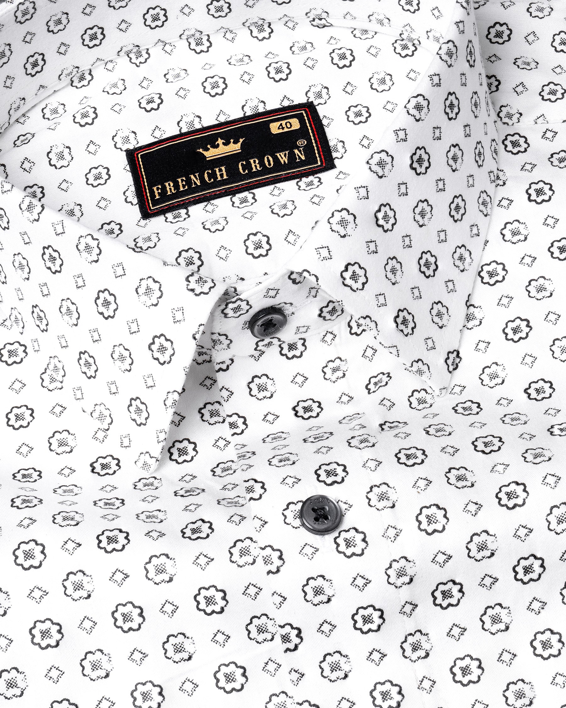 Bright White Flower Printed Super soft Premium Cotton Shirt 5729-BLK-38, 5729-BLK-H-38, 5729-BLK-39, 5729-BLK-H-39, 5729-BLK-40, 5729-BLK-H-40, 5729-BLK-42, 5729-BLK-H-42, 5729-BLK-44, 5729-BLK-H-44, 5729-BLK-46, 5729-BLK-H-46, 5729-BLK-48, 5729-BLK-H-48, 5729-BLK-50, 5729-BLK-H-50, 5729-BLK-52, 5729-BLK-H-52