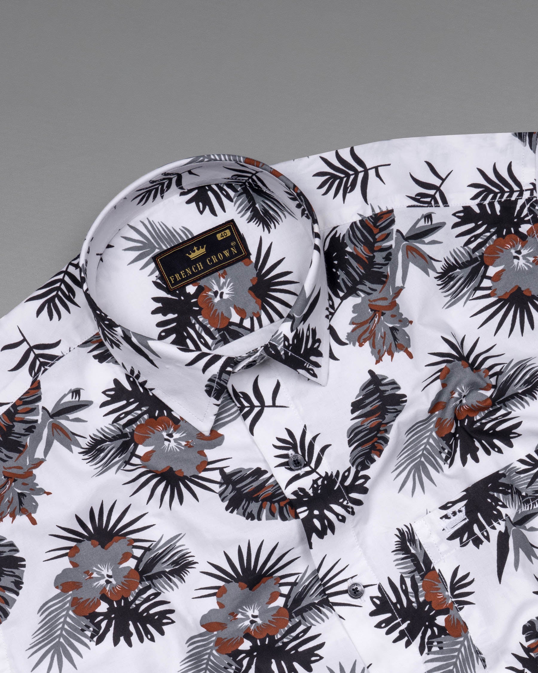 Bright White Tropical Printed Twill Textured Premium Cotton Shirt 5835-BLK-38, 5835-BLK-H-38, 5835-BLK-39, 5835-BLK-H-39, 5835-BLK-40, 5835-BLK-H-40, 5835-BLK-42, 5835-BLK-H-42, 5835-BLK-44, 5835-BLK-H-44, 5835-BLK-46, 5835-BLK-H-46, 5835-BLK-48, 5835-BLK-H-48, 5835-BLK-50, 5835-BLK-H-50, 5835-BLK-52, 5835-BLK-H-52