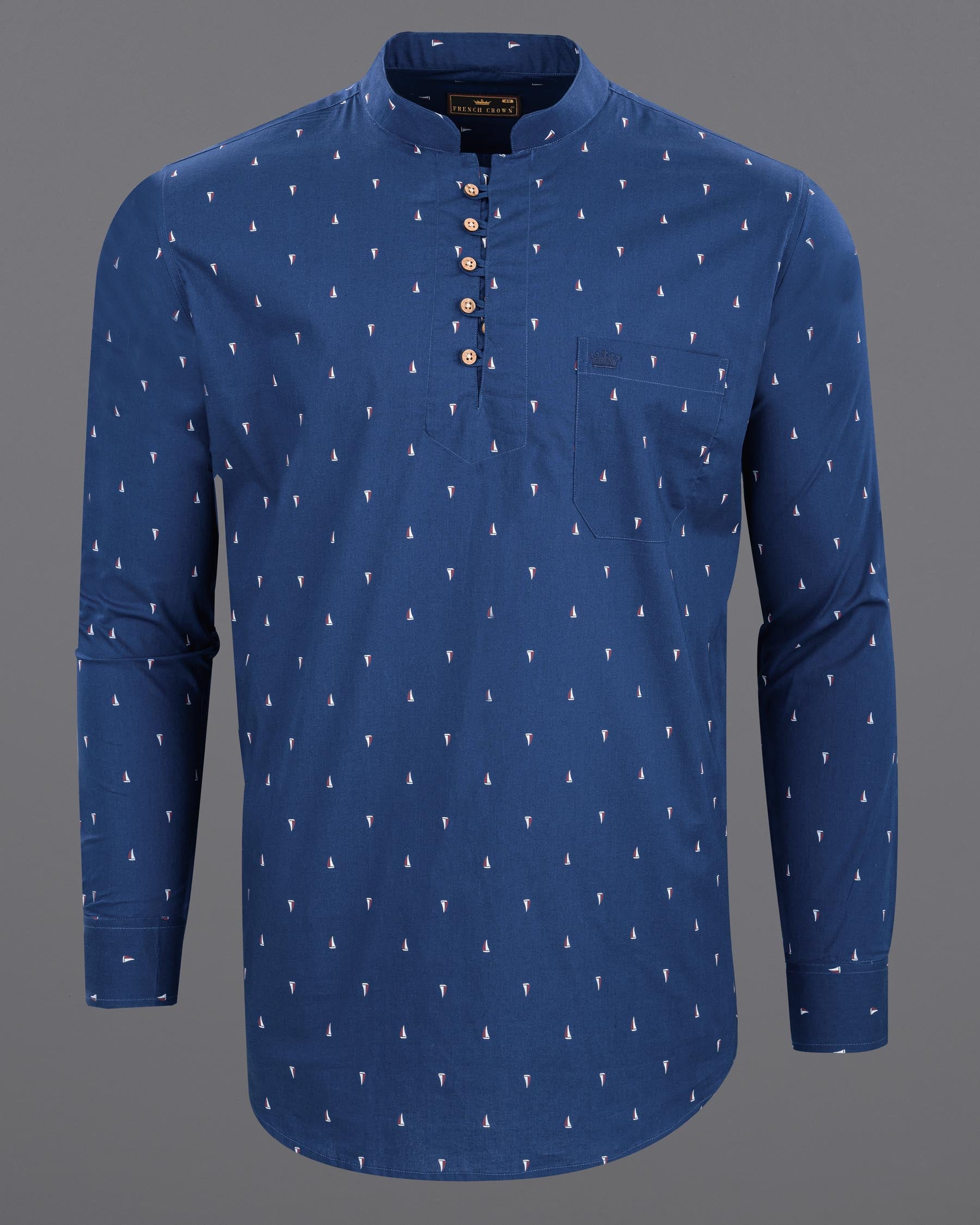 Cello Blue Boats Printed Premium Cotton Kurta Shirt 5913-KS-38, 5913-KS-H-38, 5913-KS-39, 5913-KS-H-39, 5913-KS-40, 5913-KS-H-40, 5913-KS-42, 5913-KS-H-42, 5913-KS-44, 5913-KS-H-44, 5913-KS-46, 5913-KS-H-46, 5913-KS-48, 5913-KS-H-48, 5913-KS-50, 5913-KS-H-50, 5913-KS-52, 5913-KS-H-52
