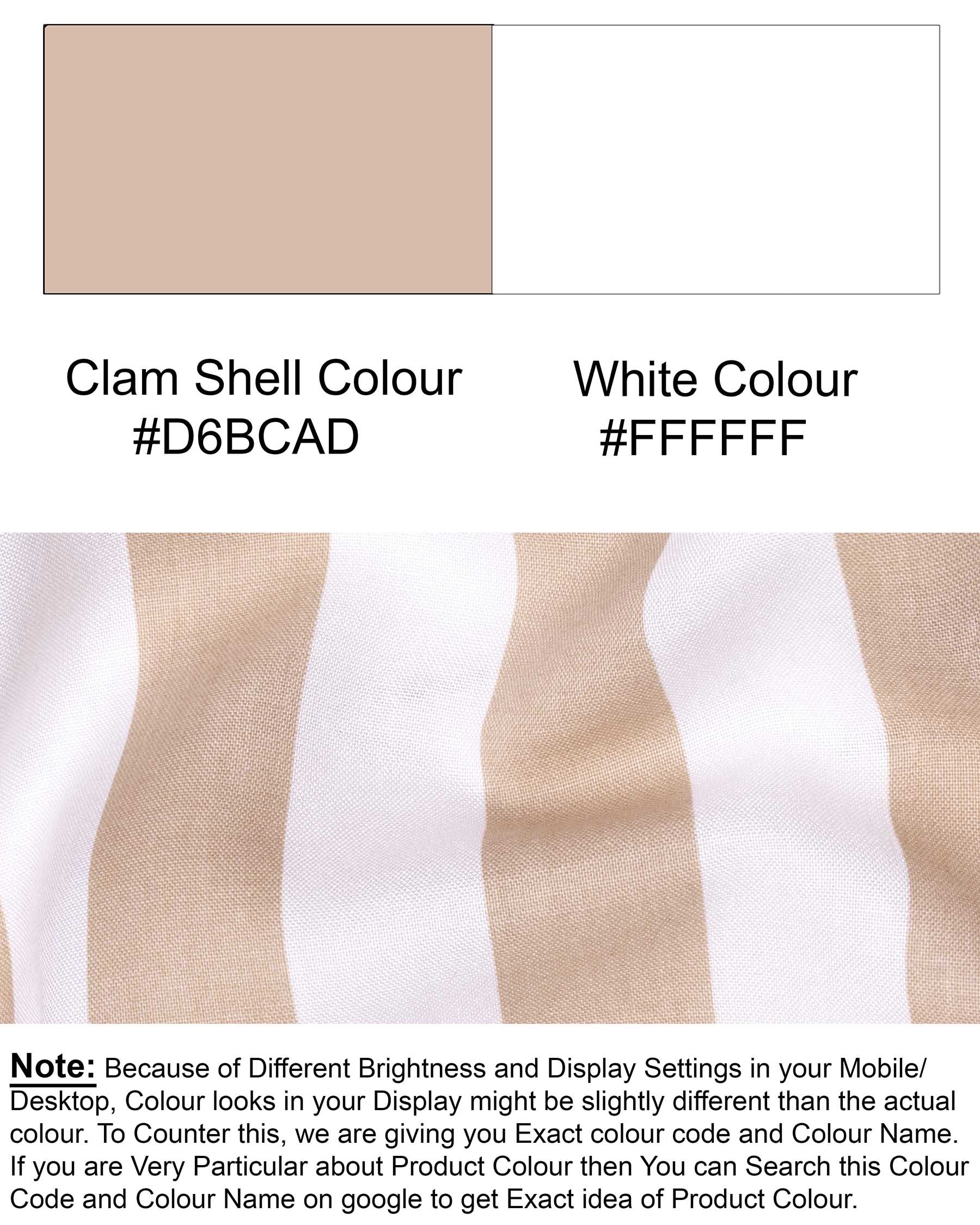 Clam Shell Brown and White Thick Striped Premium Tencel Shirt 6045-38, 6045-H-38, 6045-39, 6045-H-39, 6045-40, 6045-H-40, 6045-42, 6045-H-42, 6045-44, 6045-H-44, 6045-46, 6045-H-46, 6045-48, 6045-H-48, 6045-50, 6045-H-50, 6045-52, 6045-H-52