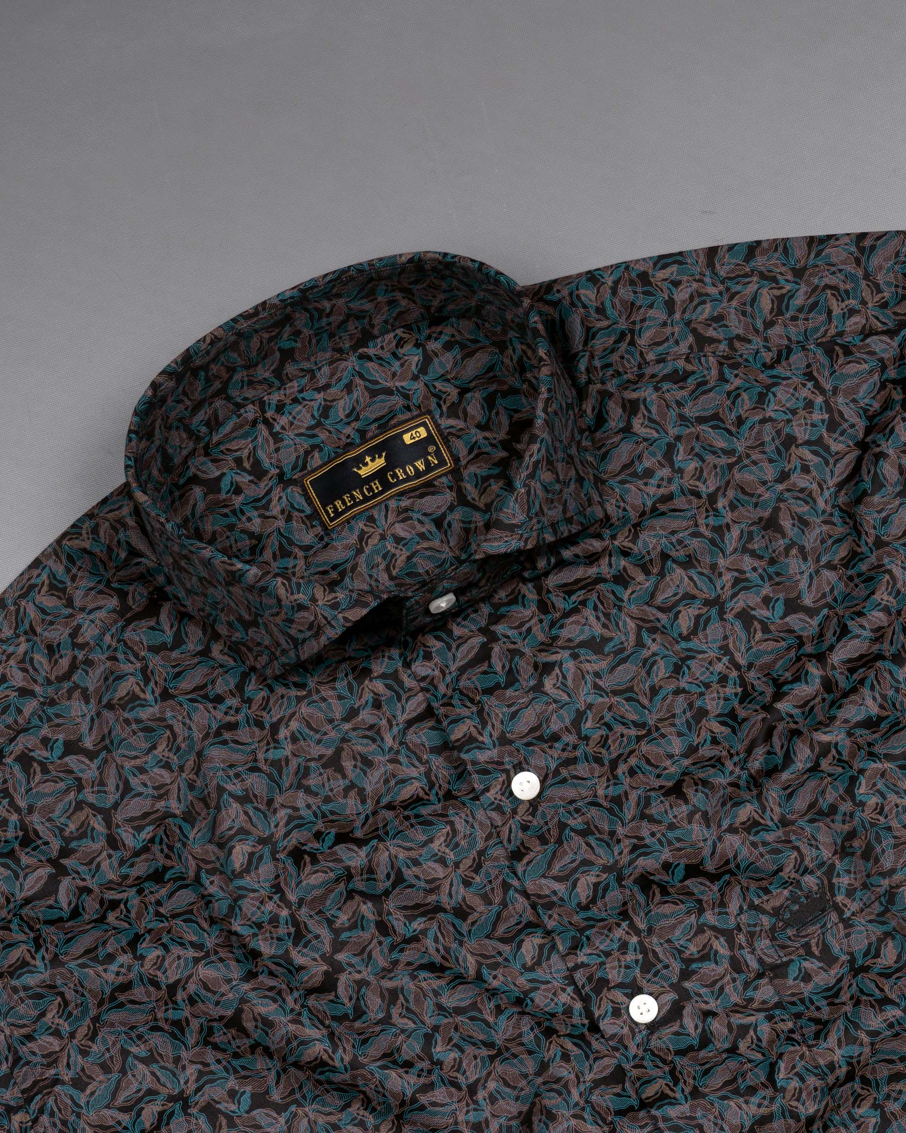 Jade Black Leaves Printed Super Soft Premium Cotton Shirt 6153-CA-38, 6153-CA-H-38, 6153-CA-39, 6153-CA-H-39, 6153-CA-40, 6153-CA-H-40, 6153-CA-42, 6153-CA-H-42, 6153-CA-44, 6153-CA-H-44, 6153-CA-46, 6153-CA-H-46, 6153-CA-48, 6153-CA-H-48, 6153-CA-50, 6153-CA-H-50, 6153-CA-52, 6153-CA-H-52