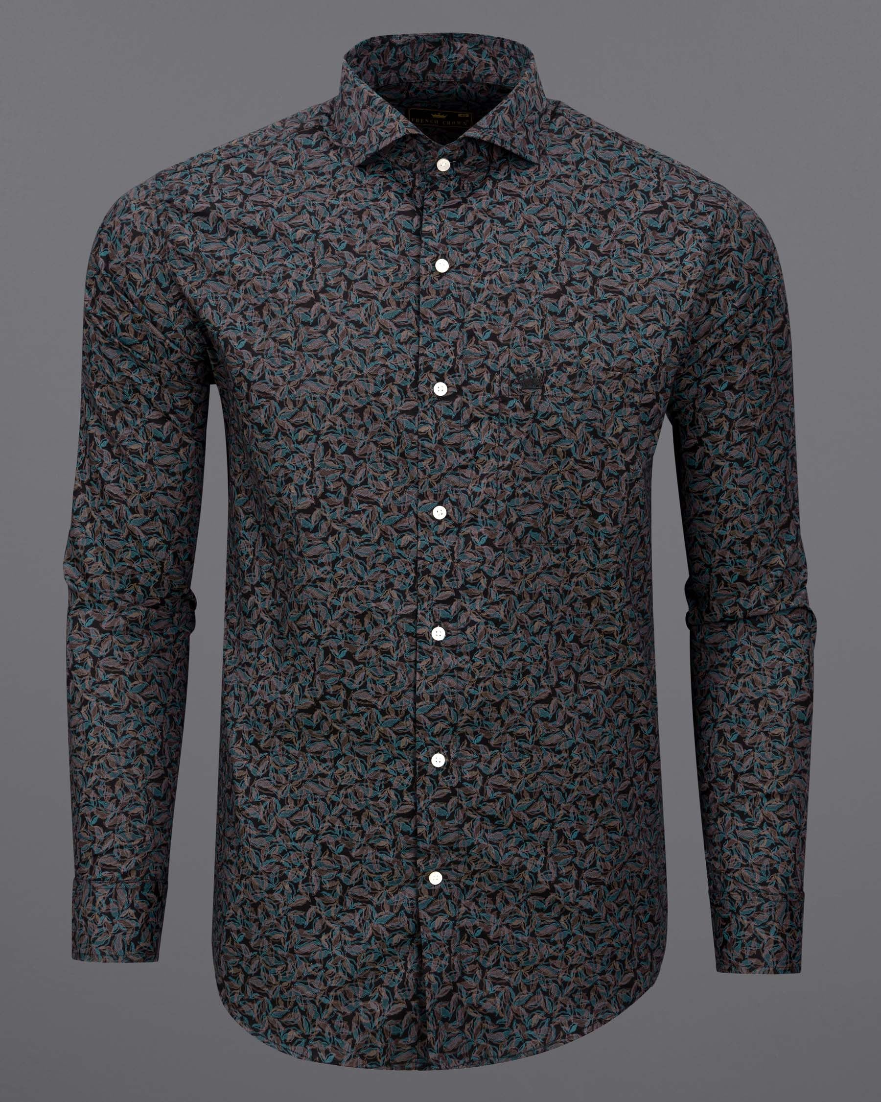 Jade Black Leaves Printed Super Soft Premium Cotton Shirt 6153-CA-38, 6153-CA-H-38, 6153-CA-39, 6153-CA-H-39, 6153-CA-40, 6153-CA-H-40, 6153-CA-42, 6153-CA-H-42, 6153-CA-44, 6153-CA-H-44, 6153-CA-46, 6153-CA-H-46, 6153-CA-48, 6153-CA-H-48, 6153-CA-50, 6153-CA-H-50, 6153-CA-52, 6153-CA-H-52