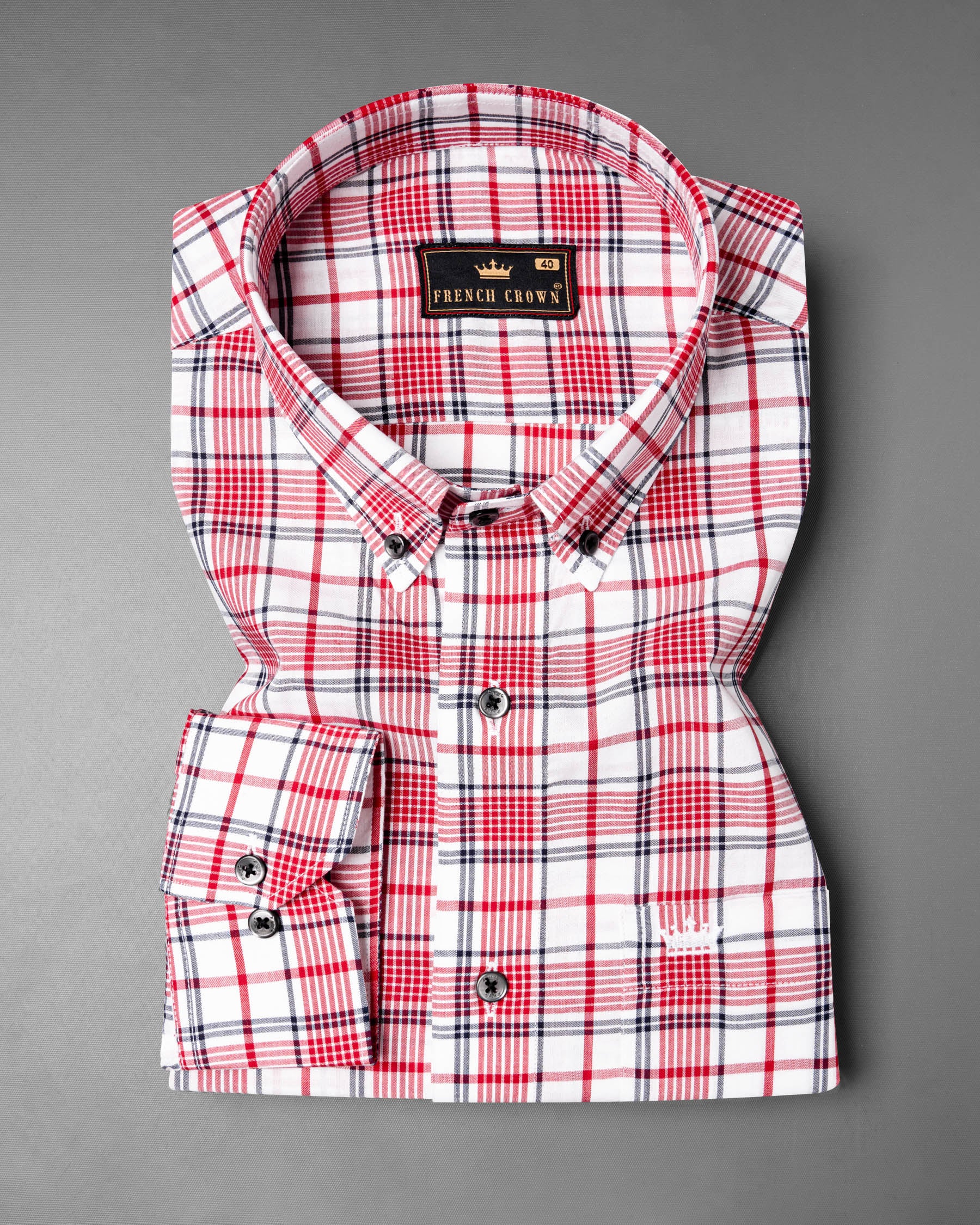 White and Monza Red Plaid Premium Cotton Shirt 6218-BD-BLK-38, 6218-BD-BLK-H-38, 6218-BD-BLK-39, 6218-BD-BLK-H-39, 6218-BD-BLK-40, 6218-BD-BLK-H-40, 6218-BD-BLK-42, 6218-BD-BLK-H-42, 6218-BD-BLK-44, 6218-BD-BLK-H-44, 6218-BD-BLK-46, 6218-BD-BLK-H-46, 6218-BD-BLK-48, 6218-BD-BLK-H-48, 6218-BD-BLK-50, 6218-BD-BLK-H-50, 6218-BD-BLK-52, 6218-BD-BLK-H-52