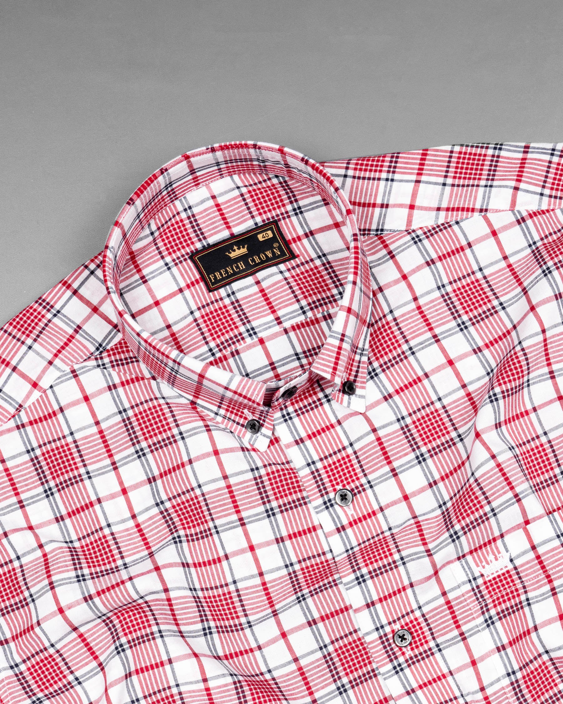 White and Monza Red Plaid Premium Cotton Shirt 6218-BD-BLK-38, 6218-BD-BLK-H-38, 6218-BD-BLK-39, 6218-BD-BLK-H-39, 6218-BD-BLK-40, 6218-BD-BLK-H-40, 6218-BD-BLK-42, 6218-BD-BLK-H-42, 6218-BD-BLK-44, 6218-BD-BLK-H-44, 6218-BD-BLK-46, 6218-BD-BLK-H-46, 6218-BD-BLK-48, 6218-BD-BLK-H-48, 6218-BD-BLK-50, 6218-BD-BLK-H-50, 6218-BD-BLK-52, 6218-BD-BLK-H-52