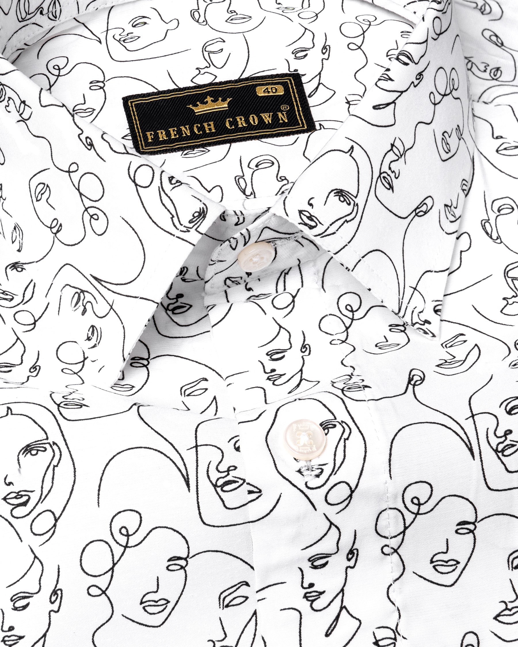 Bright White Faces Printed Premium Cotton Shirt 6232-38, 6232-H-38, 6232-39, 6232-H-39, 6232-40, 6232-H-40, 6232-42, 6232-H-42, 6232-44, 6232-H-44, 6232-46, 6232-H-46, 6232-48, 6232-H-48, 6232-50, 6232-H-50, 6232-52, 6232-H-52