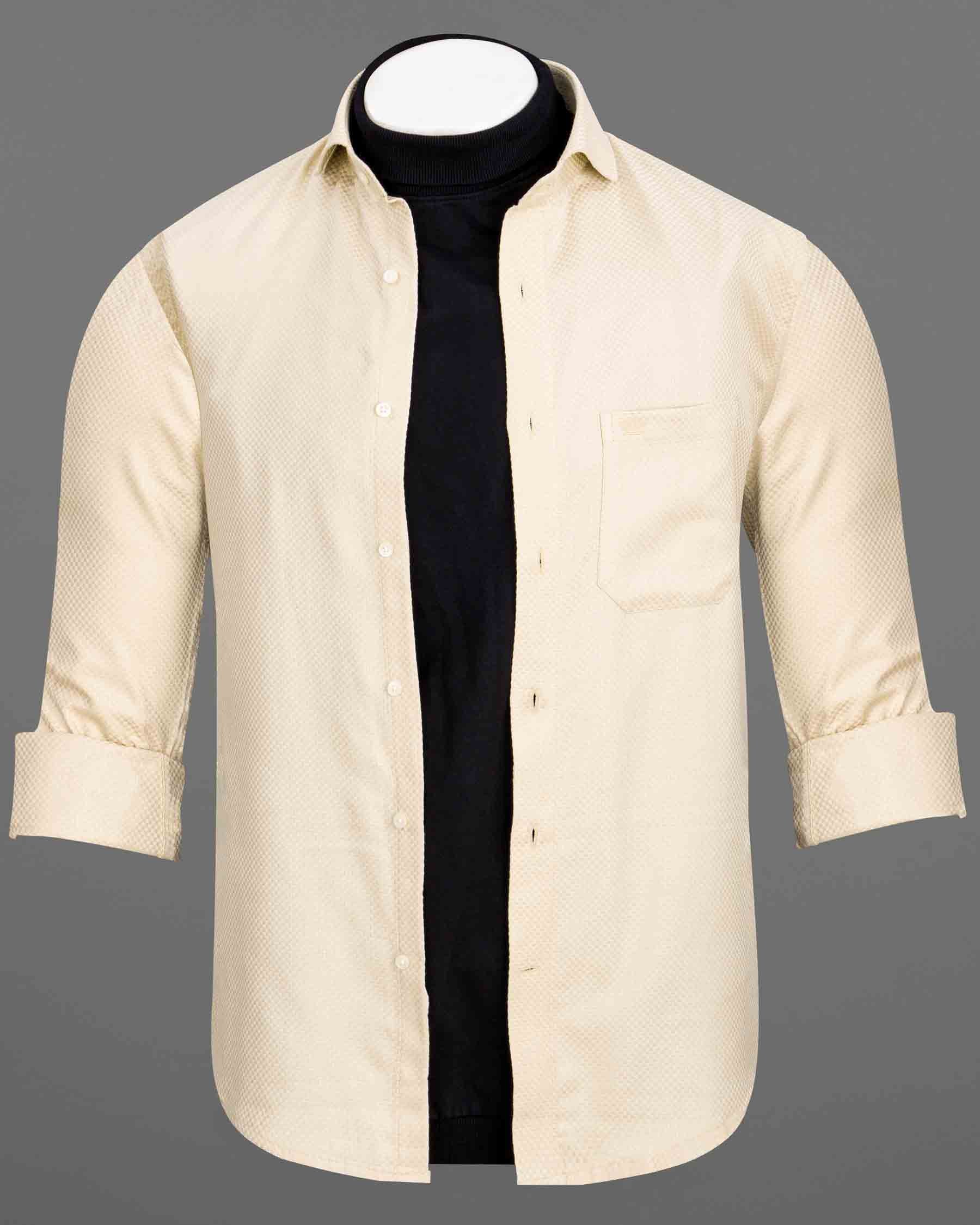 Albescent Brown Heavyweight Dobby Textured Premium Giza Cotton OverShirt/Shacket