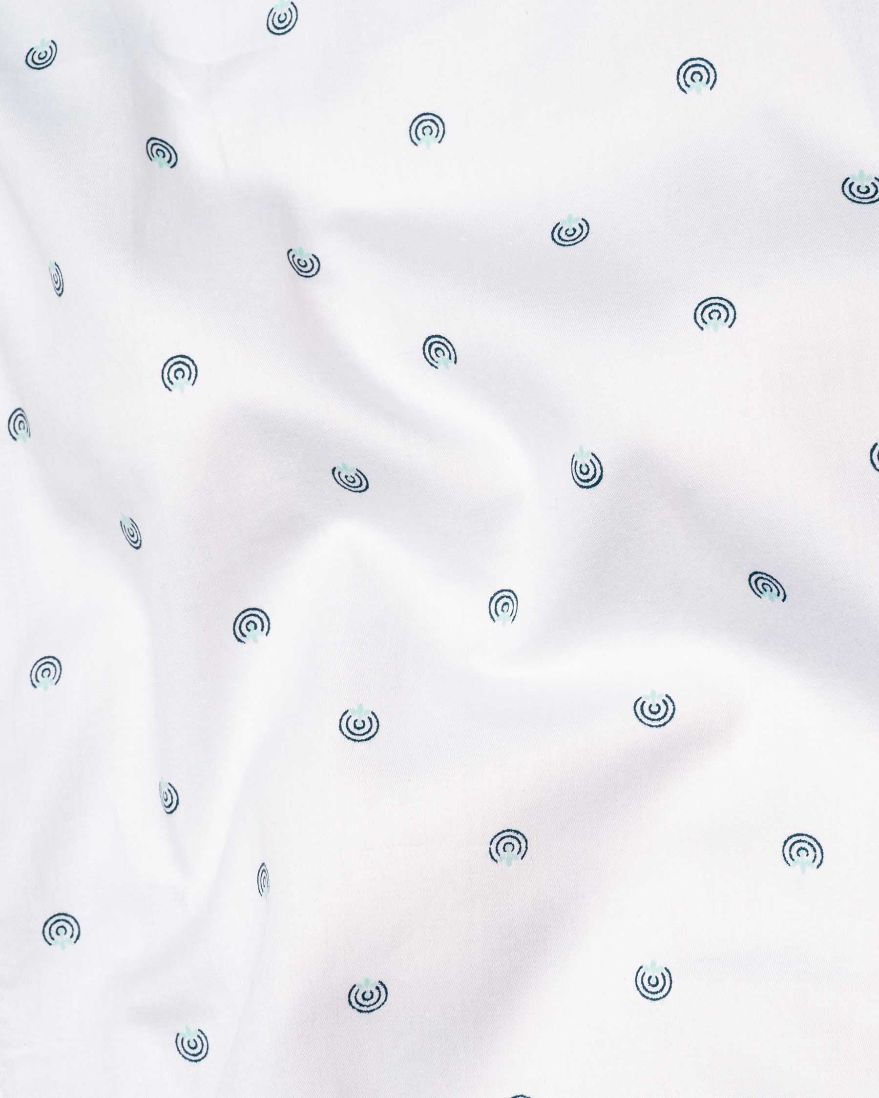 Bright White Dart Printed Super Soft Premium Cotton Shirt