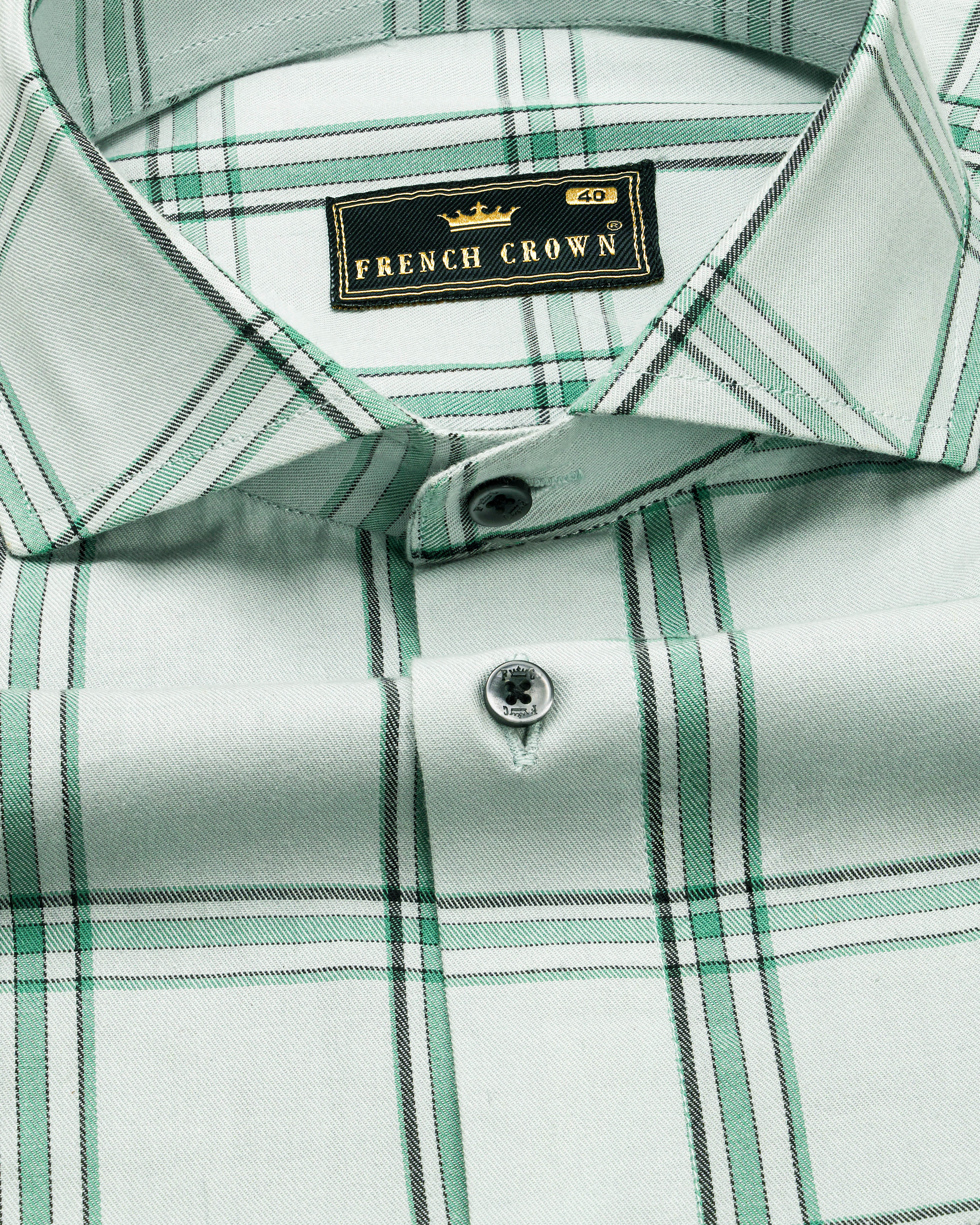 Iron Gray With Green Twill Checkered Premium Cotton Web Hand Embroidered Designer Shirt 6351-CA-BLK-EH063-38, 6351-CA-BLK-EH063-H-38, 6351-CA-BLK-EH063-39, 6351-CA-BLK-EH063-H-39, 6351-CA-BLK-EH063-40, 6351-CA-BLK-EH063-H-40, 6351-CA-BLK-EH063-42, 6351-CA-BLK-EH063-H-42, 6351-CA-BLK-EH063-44, 6351-CA-BLK-EH063-H-44, 6351-CA-BLK-EH063-46, 6351-CA-BLK-EH063-H-46, 6351-CA-BLK-EH063-48, 6351-CA-BLK-EH063-H-48, 6351-CA-BLK-EH063-50, 6351-CA-BLK-EH063-H-50, 6351-CA-BLK-EH063-52, 6351-CA-BLK-EH063-H-52