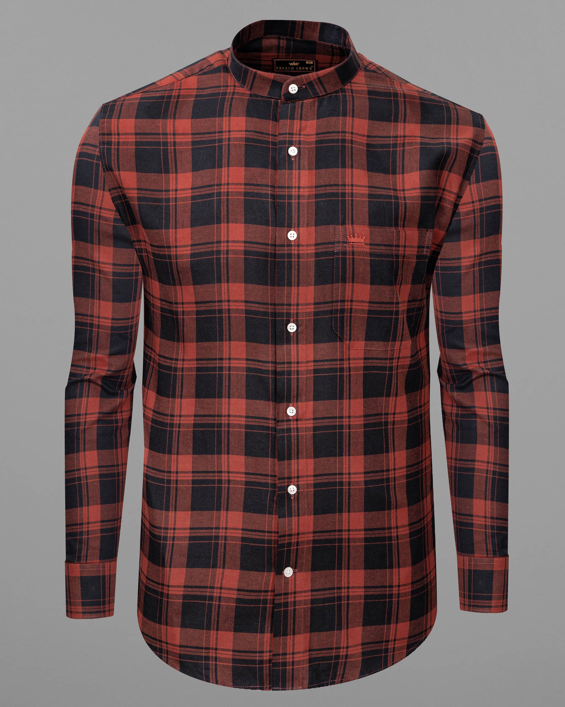 Jade Black and Medium Carmine Twill Plaid Premium Cotton Shirt 6373-M-38,6373-M-H-38,6373-M-39,6373-M-H-39,6373-M-40,6373-M-H-40,6373-M-42,6373-M-H-42,6373-M-44,6373-M-H-44,6373-M-46,6373-M-H-46,6373-M-48,6373-M-H-48,6373-M-50,6373-M-H-50,6373-M-52,6373-M-H-52AC