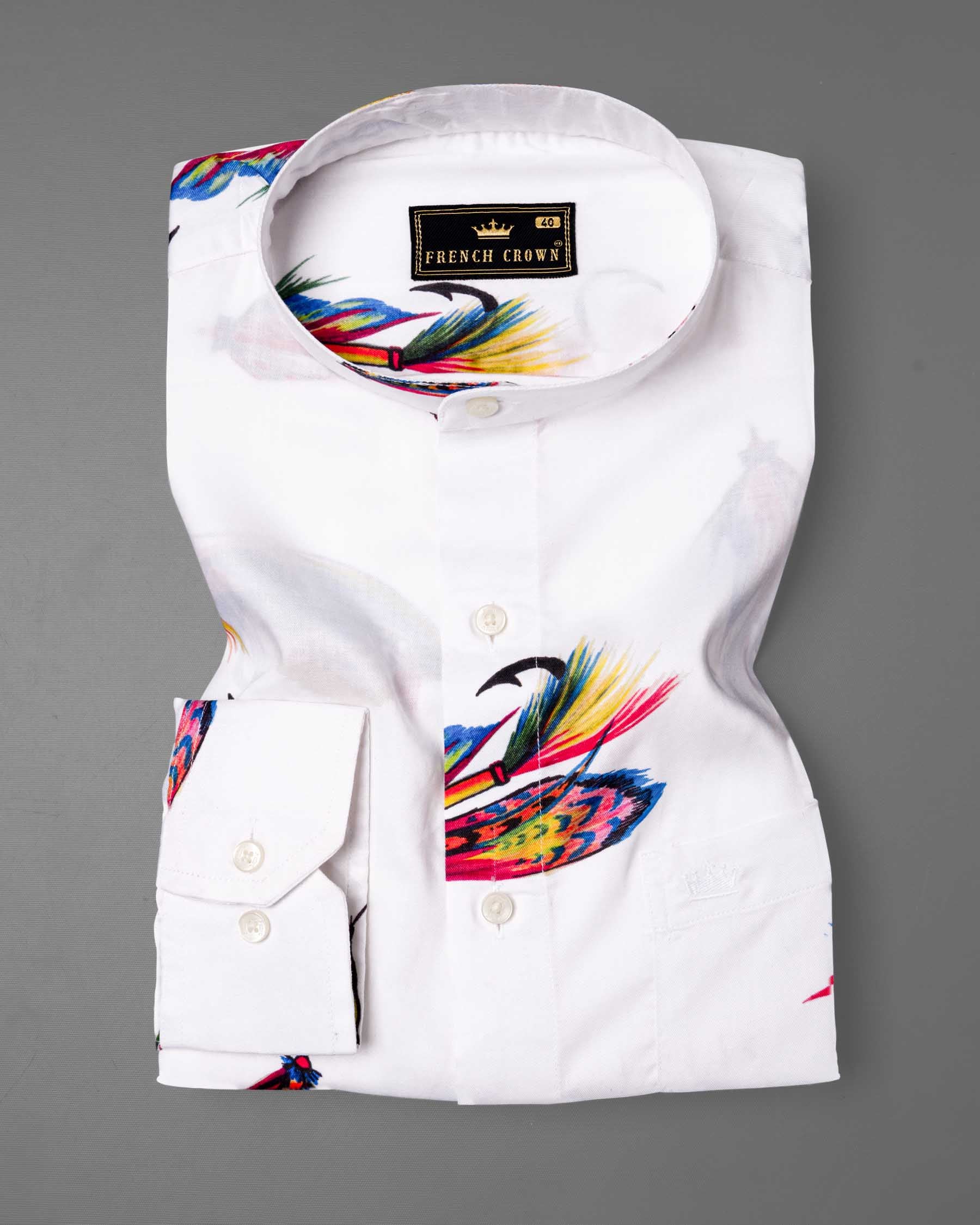 Bright White Printed Premium Tencel Shirt