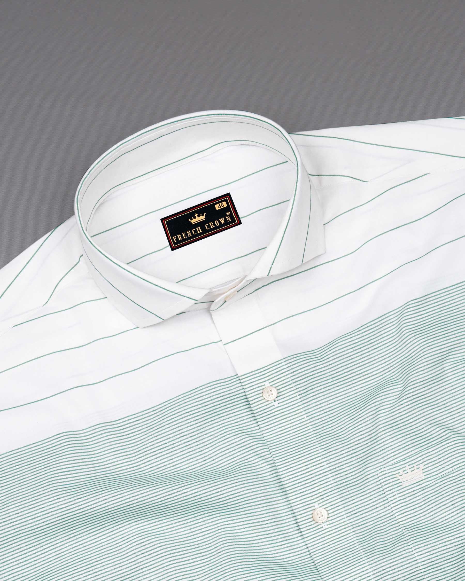 Bright White with Green Horizontal Striped Premium Cotton Shirt 6392-CA-38,6392-CA-H-38,6392-CA-39,6392-CA-H-39,6392-CA-40,6392-CA-H-40,6392-CA-42,6392-CA-H-42,6392-CA-44,6392-CA-H-44,6392-CA-46,6392-CA-H-46,6392-CA-48,6392-CA-H-48,6392-CA-50,6392-CA-H-50,6392-CA-52,6392-CA-H-52
