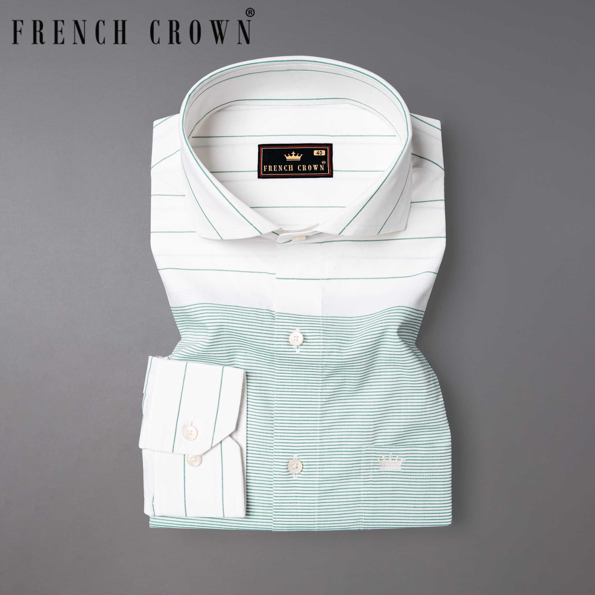 Bright White with Green Horizontal Striped Premium Cotton Shirt 6392-CA-38,6392-CA-H-38,6392-CA-39,6392-CA-H-39,6392-CA-40,6392-CA-H-40,6392-CA-42,6392-CA-H-42,6392-CA-44,6392-CA-H-44,6392-CA-46,6392-CA-H-46,6392-CA-48,6392-CA-H-48,6392-CA-50,6392-CA-H-50,6392-CA-52,6392-CA-H-52