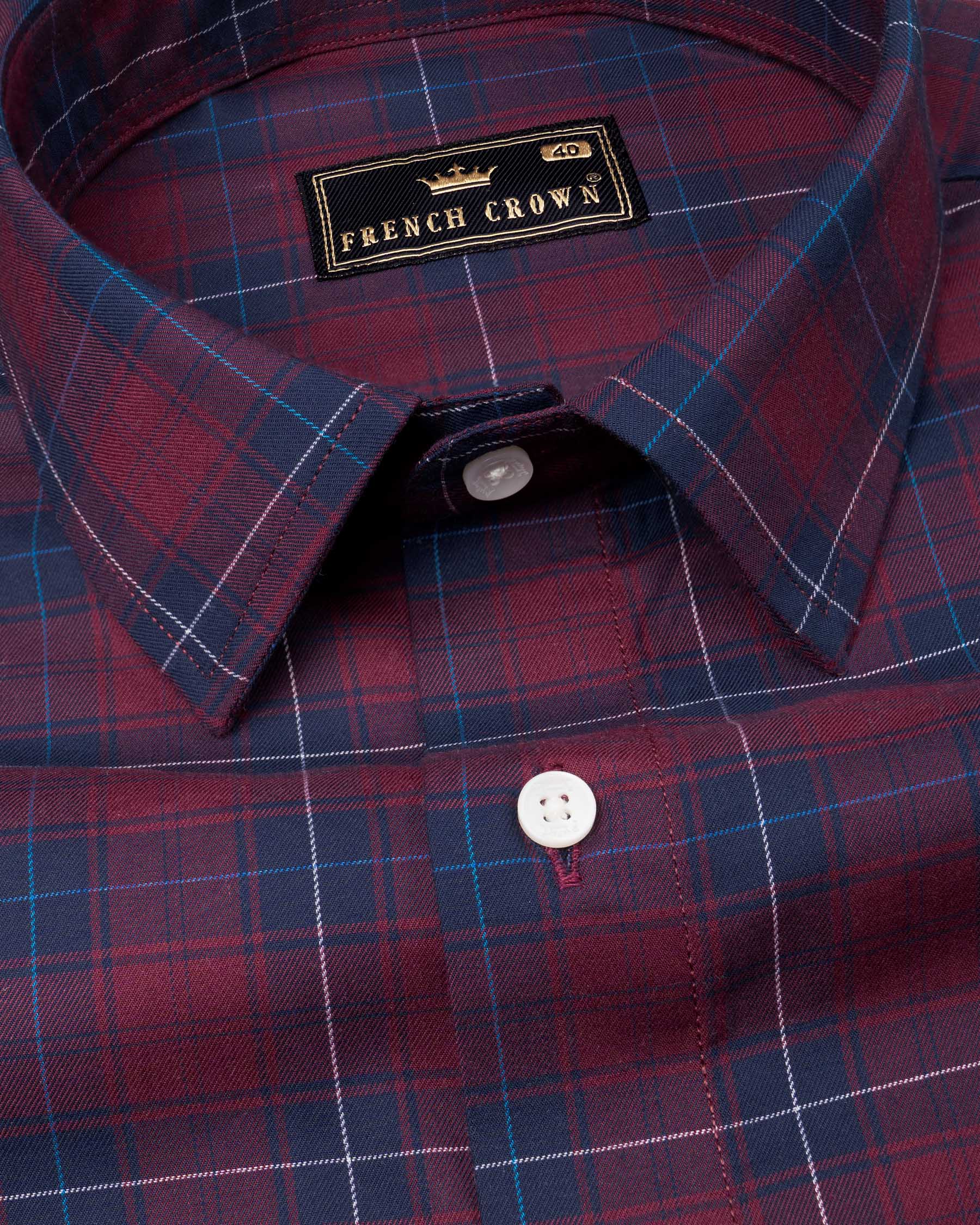 Tawny Port Twill Windowpane Premium Cotton Shirt 6445-38, 6445-H-38, 6445-39, 6445-H-39, 6445-40, 6445-H-40, 6445-42, 6445-H-42, 6445-44, 6445-H-44, 6445-46, 6445-H-46, 6445-48, 6445-H-48, 6445-50, 6445-H-50, 6445-52, 6445-H-52