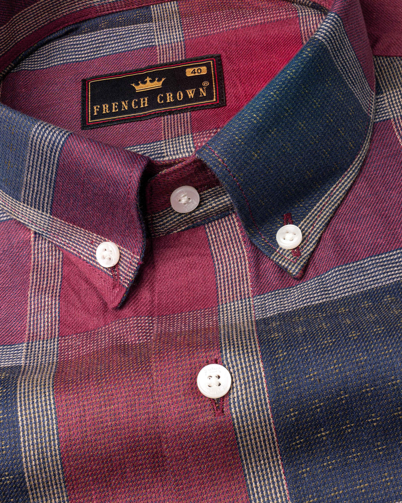 Rouge Pink with Martinique Blue Twill Plaid Textured Premium Cotton Shirt 6470-BD-38, 6470-BD-H-38, 6470-BD-39, 6470-BD-H-39, 6470-BD-40, 6470-BD-H-40, 6470-BD-42, 6470-BD-H-42, 6470-BD-44, 6470-BD-H-44, 6470-BD-46, 6470-BD-H-46, 6470-BD-48, 6470-BD-H-48, 6470-BD-50, 6470-BD-H-50, 6470-BD-52, 6470-BD-H-52