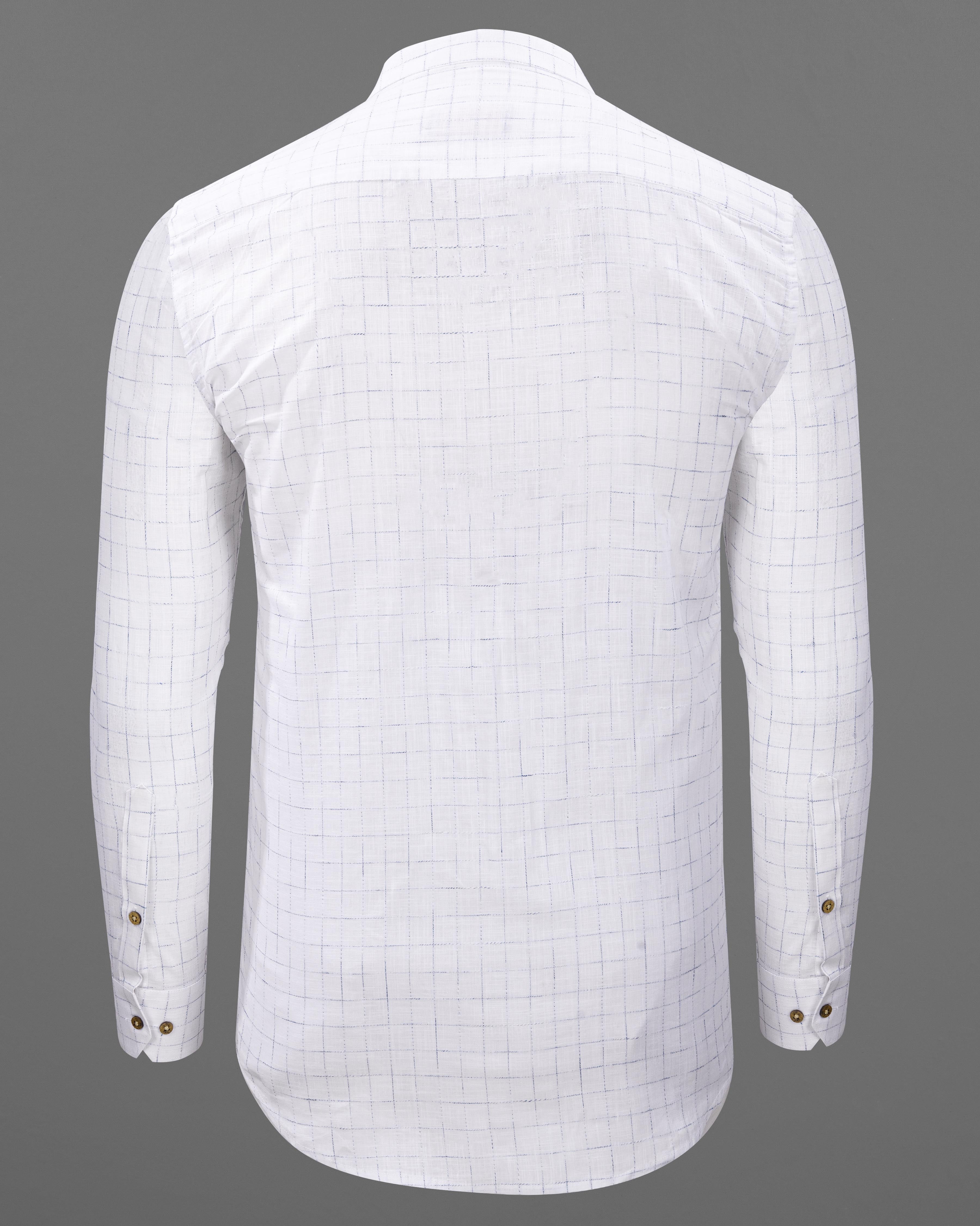 Bright White windowpane Luxurious Linen Kurta Shirt