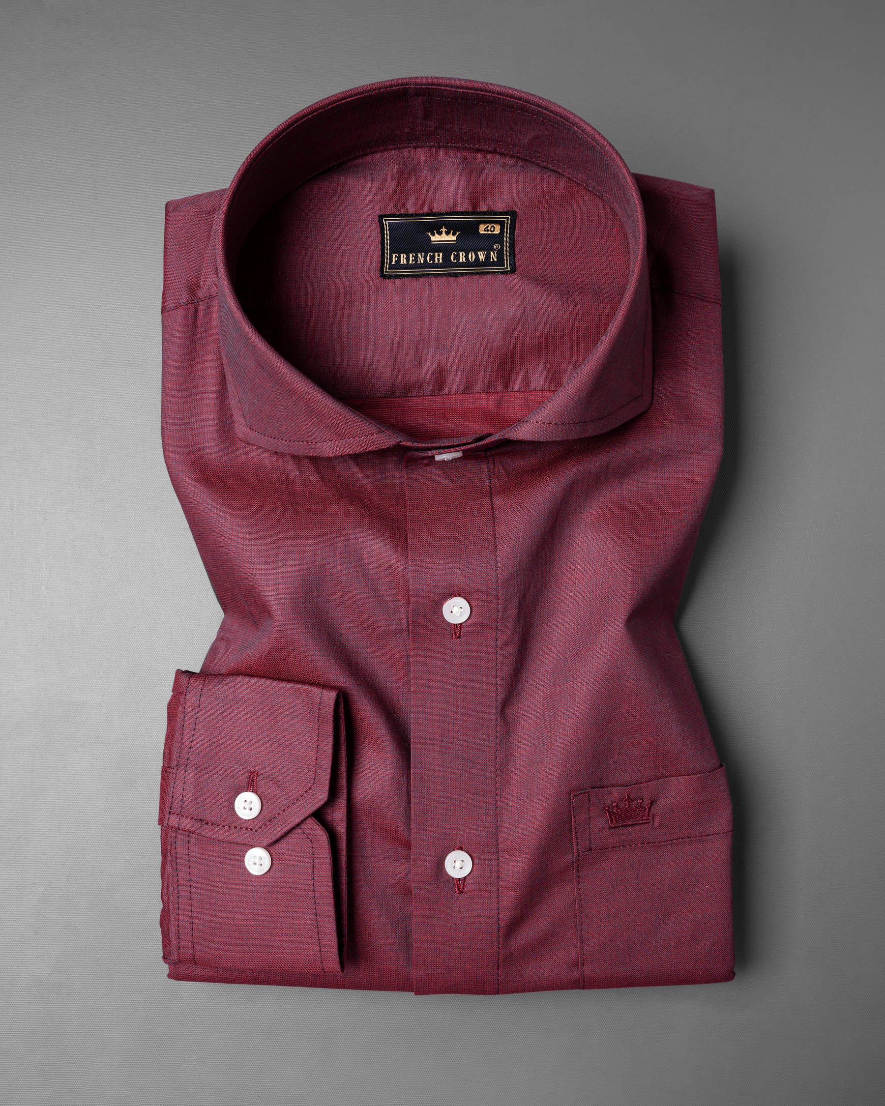 Cordovan Maroon Chambray Textured Shirt 6481-CA-38, 6481-CA-H-38, 6481-CA-39, 6481-CA-H-39, 6481-CA-40, 6481-CA-H-40, 6481-CA-42, 6481-CA-H-42, 6481-CA-44, 6481-CA-H-44, 6481-CA-46, 6481-CA-H-46, 6481-CA-48, 6481-CA-H-48, 6481-CA-50, 6481-CA-H-50, 6481-CA-52, 6481-CA-H-52\