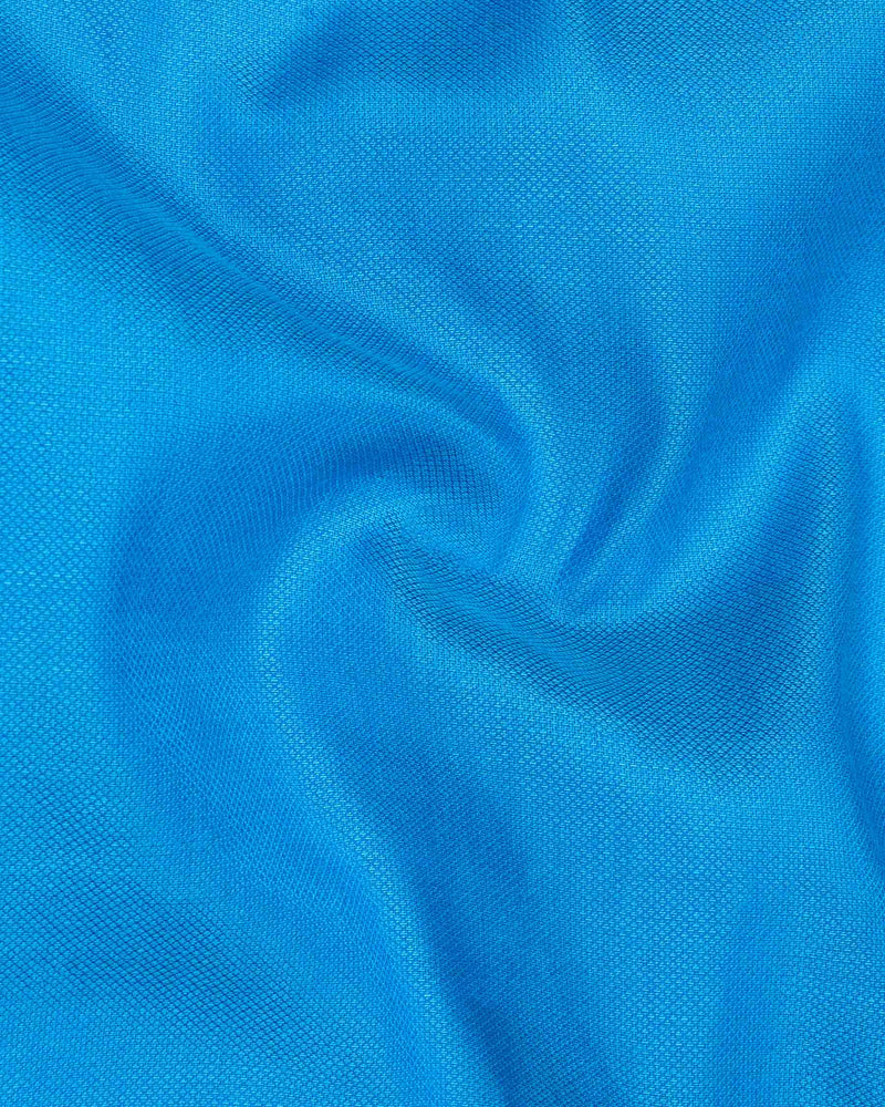 Cerulean Blue Dobby Textured Premium Giza Cotton Shirt