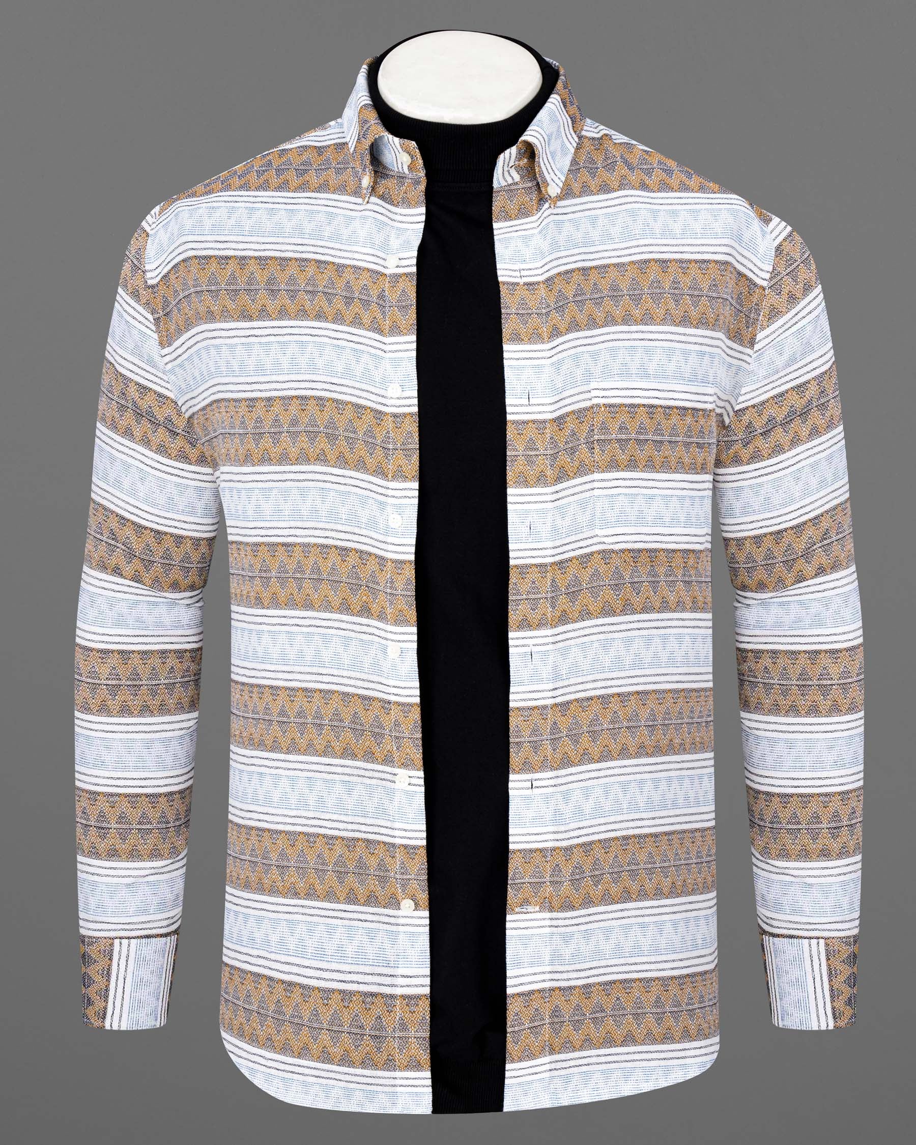 Bright White with Brown  Dobby Textured Premium Cotton Overshirt 6578-BD-38,6578-BD-38,6578-BD-39,6578-BD-39,6578-BD-40,6578-BD-40,6578-BD-42,6578-BD-42,6578-BD-44,6578-BD-44,6578-BD-46,6578-BD-46,6578-BD-48,6578-BD-48,6578-BD-50,6578-BD-50,6578-BD-52,6578-BD-52