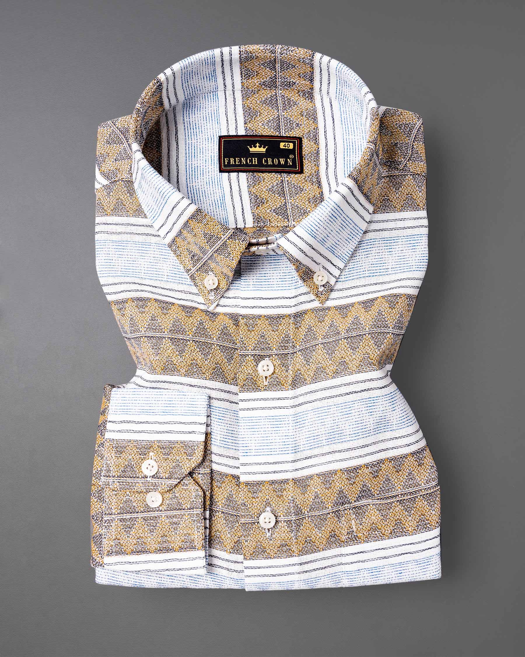 Bright White with Brown  Dobby Textured Premium Cotton Overshirt 6578-BD-38,6578-BD-38,6578-BD-39,6578-BD-39,6578-BD-40,6578-BD-40,6578-BD-42,6578-BD-42,6578-BD-44,6578-BD-44,6578-BD-46,6578-BD-46,6578-BD-48,6578-BD-48,6578-BD-50,6578-BD-50,6578-BD-52,6578-BD-52