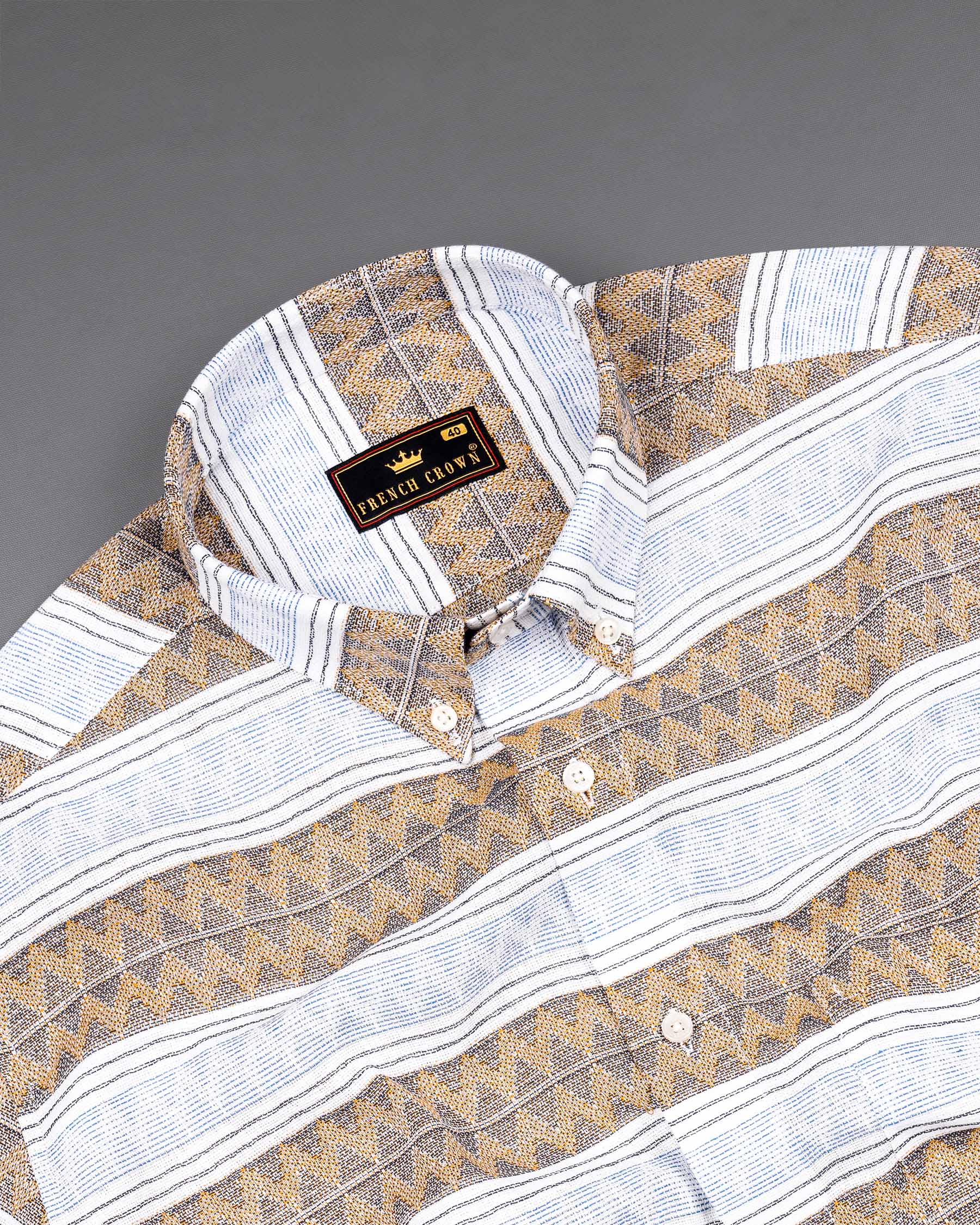 Bright White with Brown  Dobby Textured Premium Cotton Overshirt 6578-BD-38,6578-BD-38,6578-BD-39,6578-BD-39,6578-BD-40,6578-BD-40,6578-BD-42,6578-BD-42,6578-BD-44,6578-BD-44,6578-BD-46,6578-BD-46,6578-BD-48,6578-BD-48,6578-BD-50,6578-BD-50,6578-BD-52,6578-BD-52