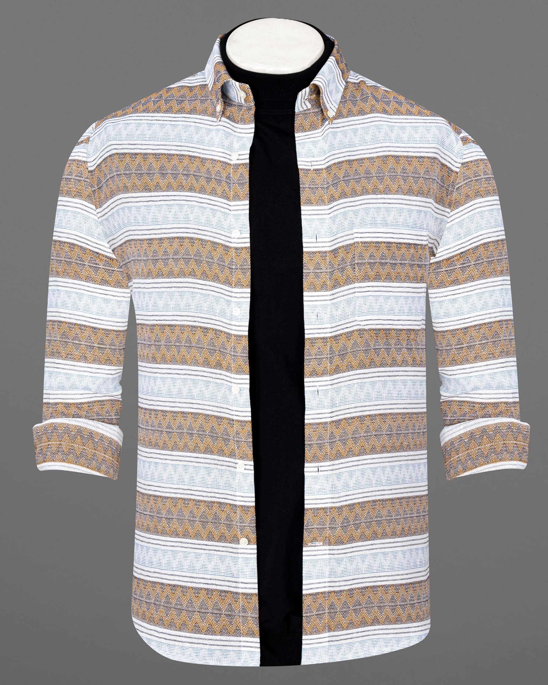 Bright White with Brown  Dobby Textured Premium Cotton Overshirt 6578-BD-38,6578-BD-38,6578-BD-39,6578-BD-39,6578-BD-40,6578-BD-40,6578-BD-42,6578-BD-42,6578-BD-44,6578-BD-44,6578-BD-46,6578-BD-46,6578-BD-48,6578-BD-48,6578-BD-50,6578-BD-50,6578-BD-52,6578-BD-52