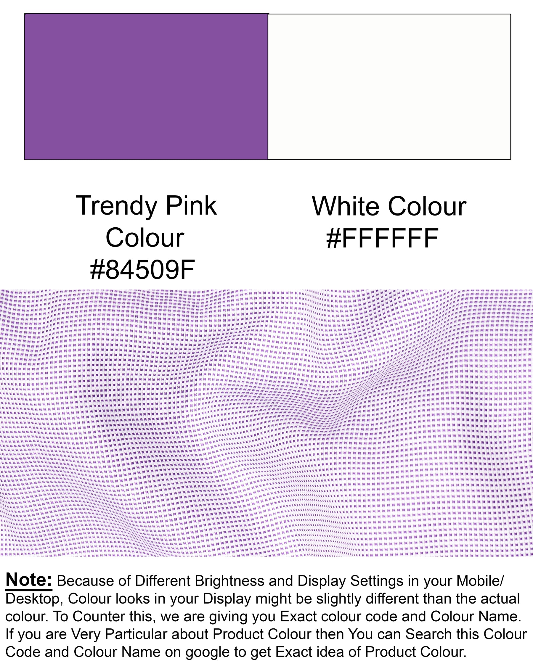 Trendy Pink and White Dobby Textured Premium Giza Cotton Shirt