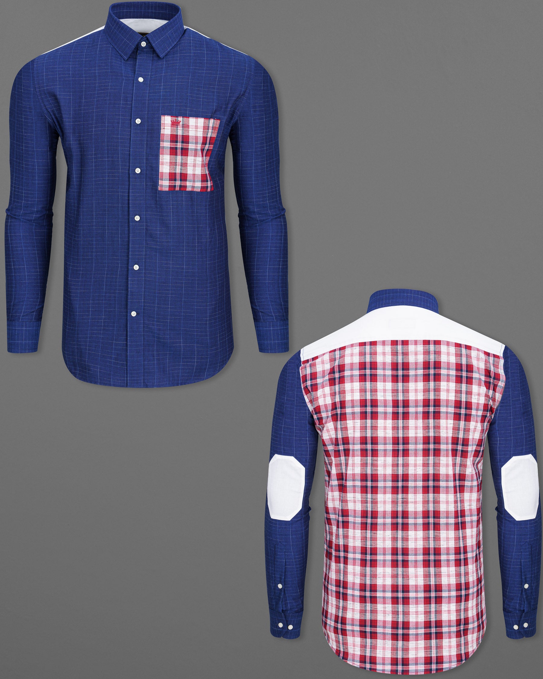 Lucky Point Blue Plaid Twill Textured Premium Cotton Shirt